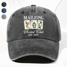Load image into Gallery viewer, Personalized Washed Denim Cap Custom Mahjong Gift for Hobbyists
