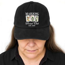 Load image into Gallery viewer, Personalized Washed Denim Cap Custom Mahjong Gift for Hobbyists
