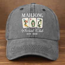 Load image into Gallery viewer, Personalized Washed Denim Cap Custom Mahjong Gift for Hobbyists
