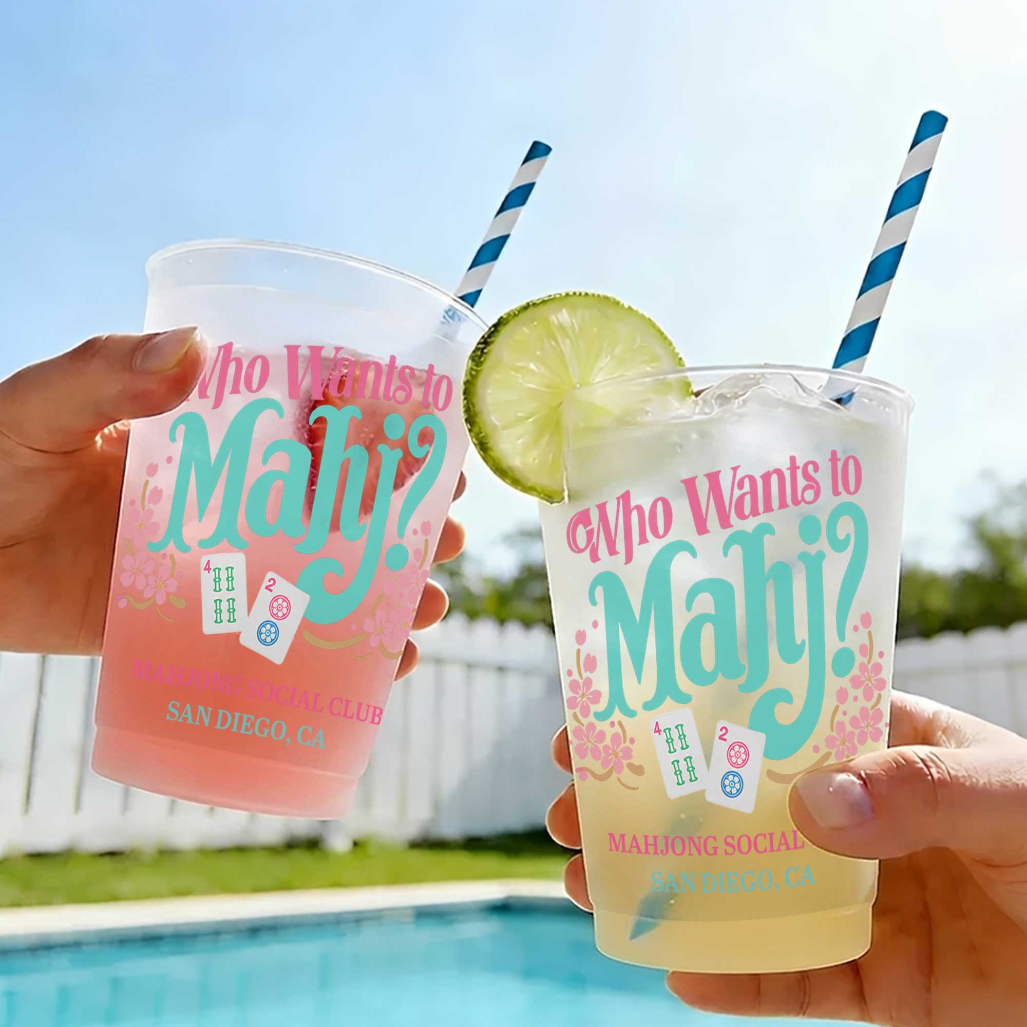 Personalized Frosted Cups Custom Name Gift for Mahjong Lovers