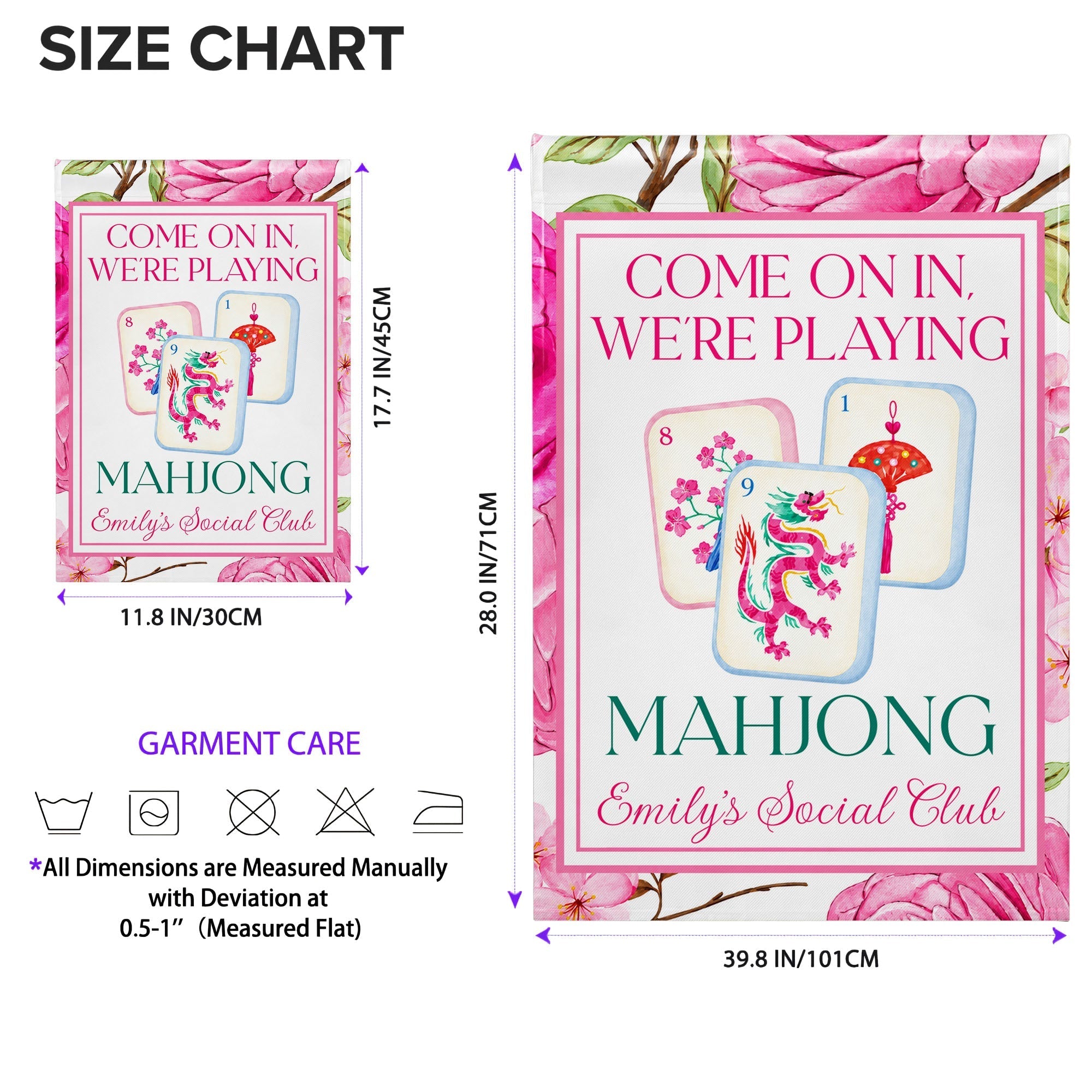 Personalized Mahjong Garden Flag Custom Name Floral Gift