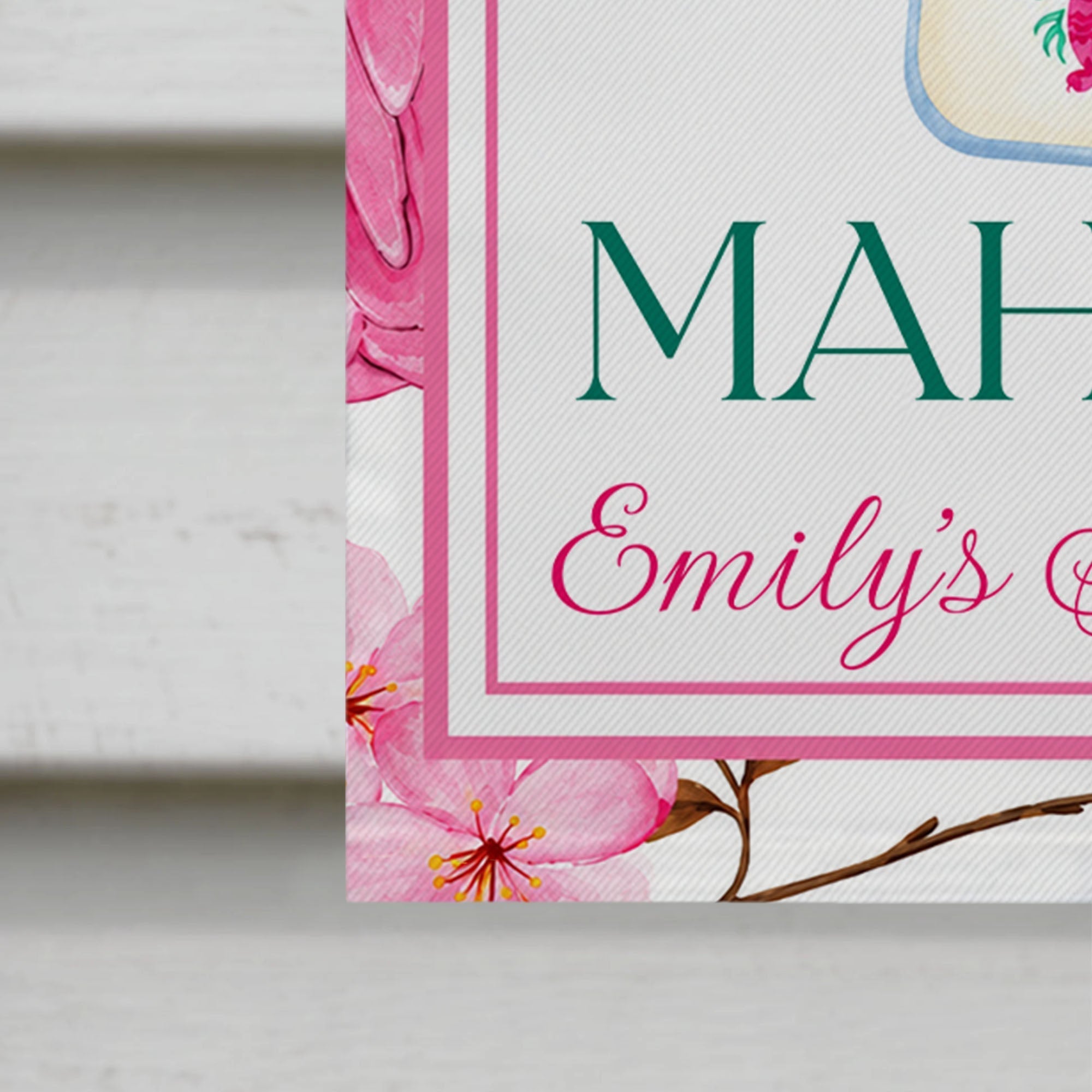 Personalized Mahjong Garden Flag Custom Name Floral Gift