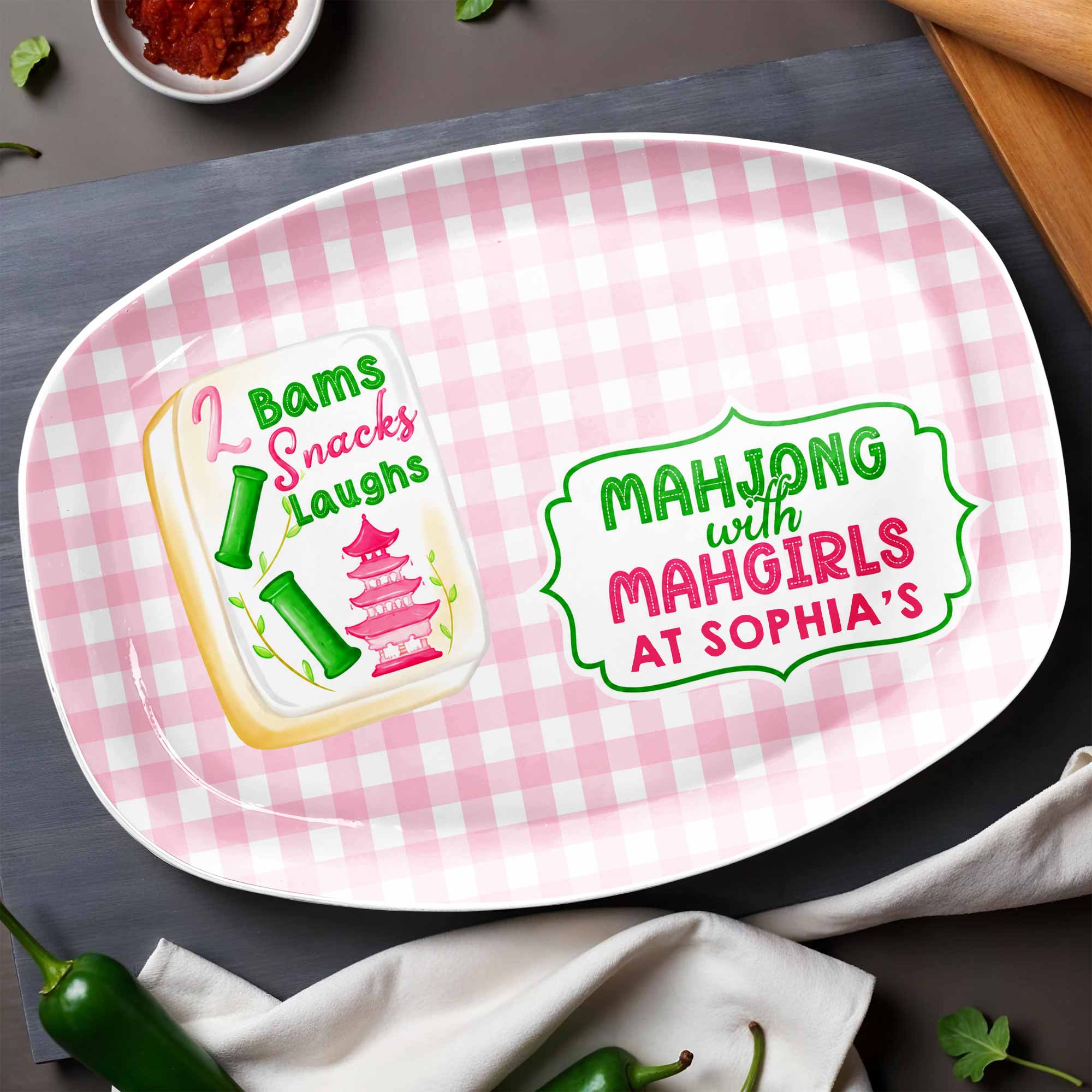 Personalized Mahjong Custom Plate Gift for Besties & Family
