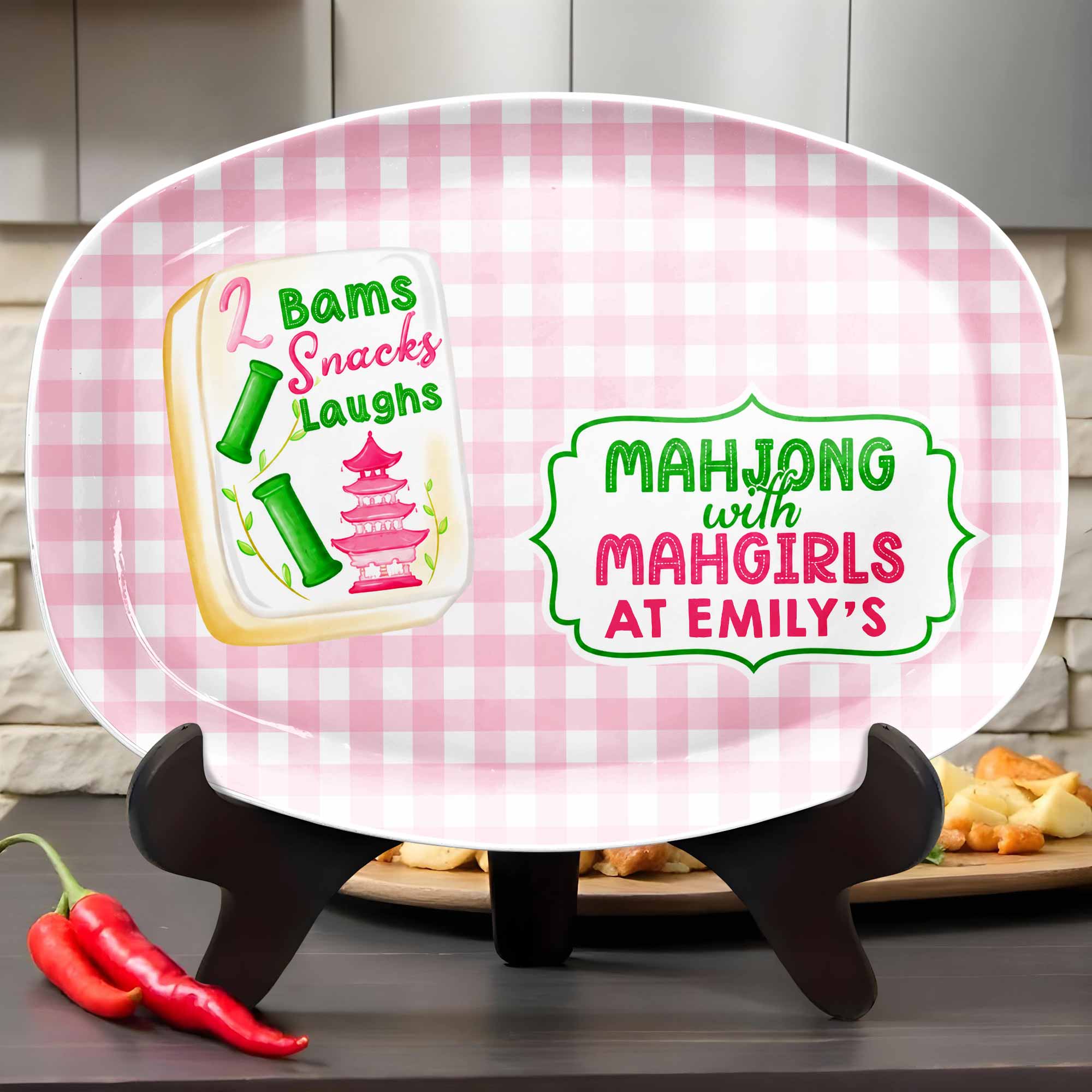 Personalized Mahjong Custom Plate Gift for Besties & Family