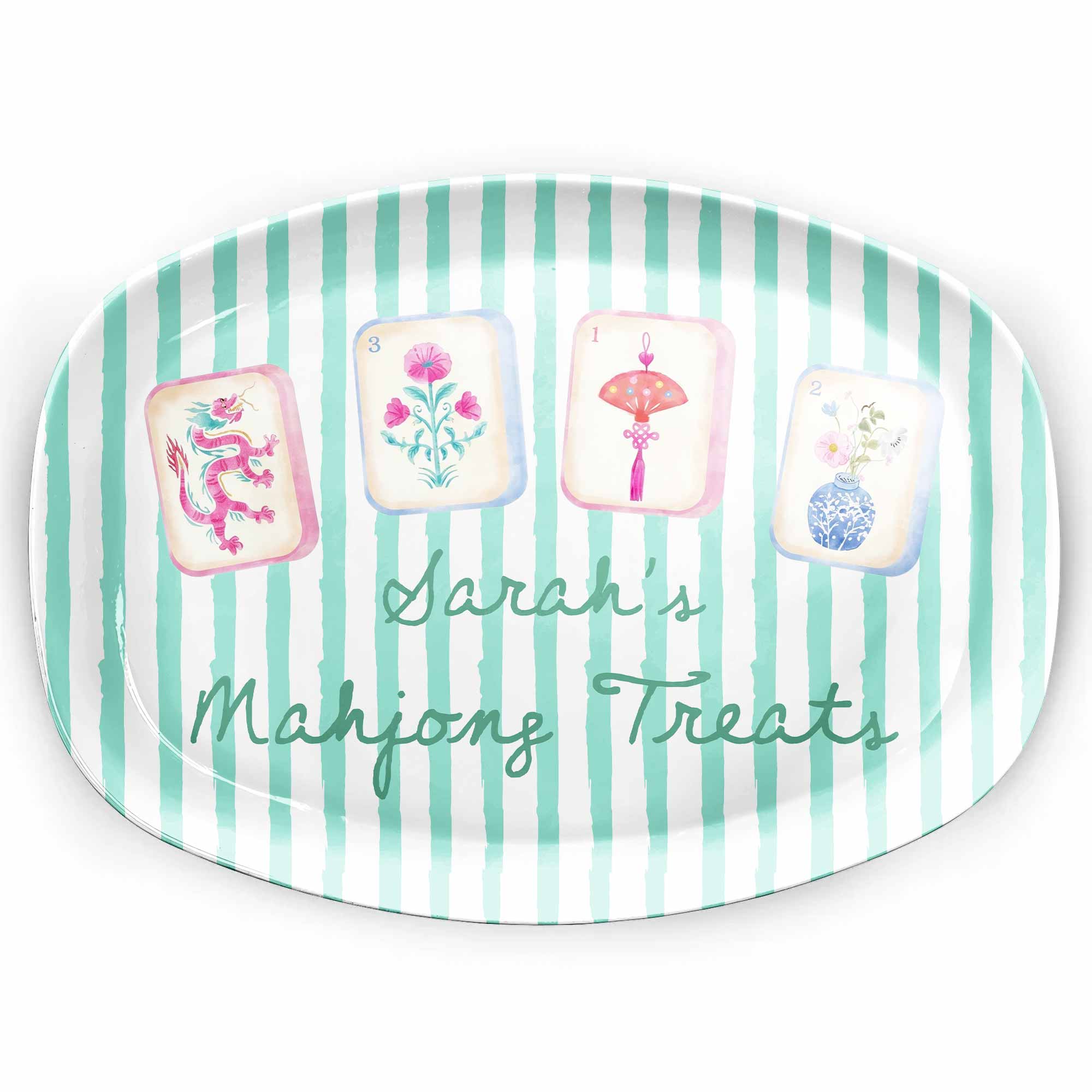 Personalized Custom Plate with Watercolor Mahjong Design for Hobbyists Gift
