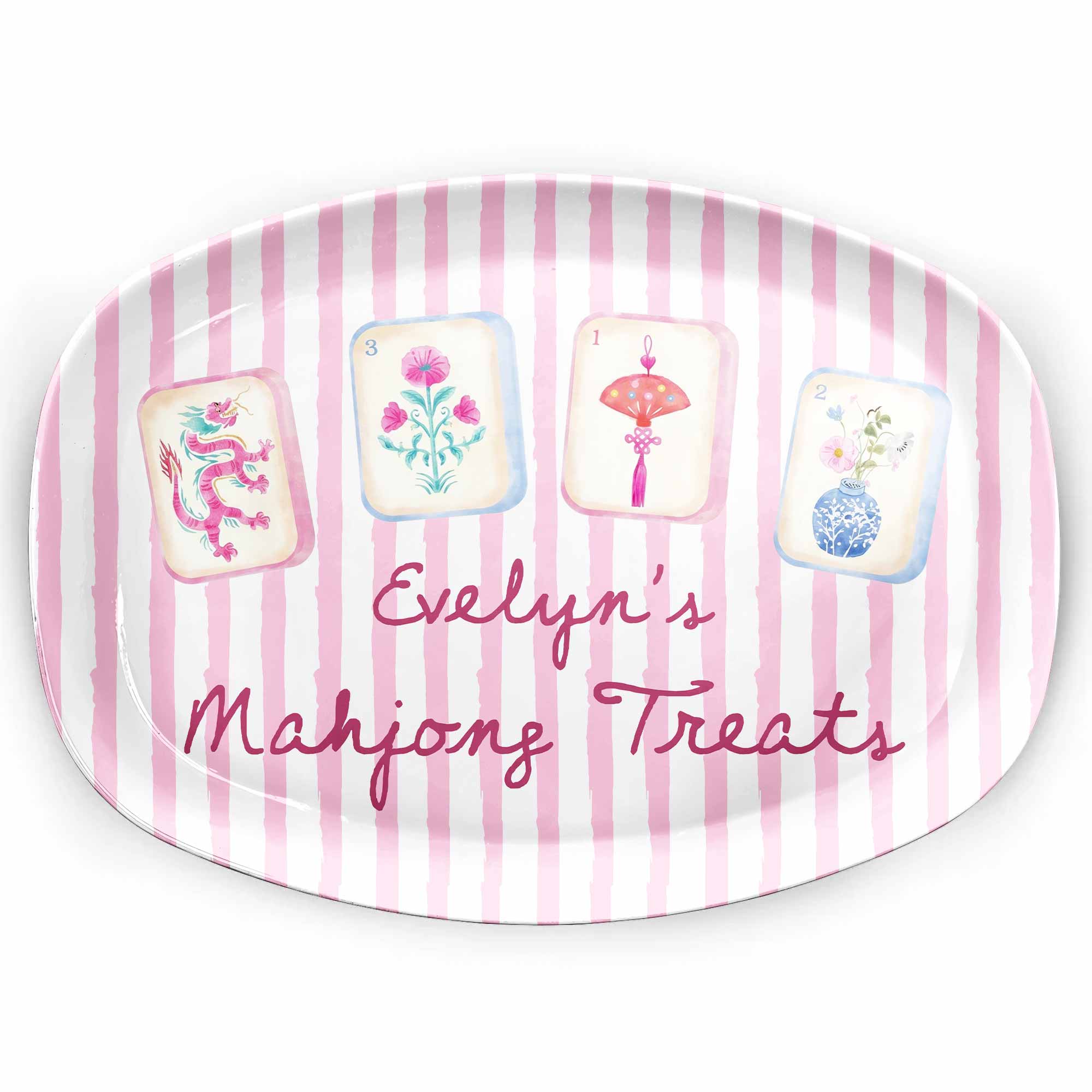 Personalized Custom Plate with Watercolor Mahjong Design for Hobbyists Gift