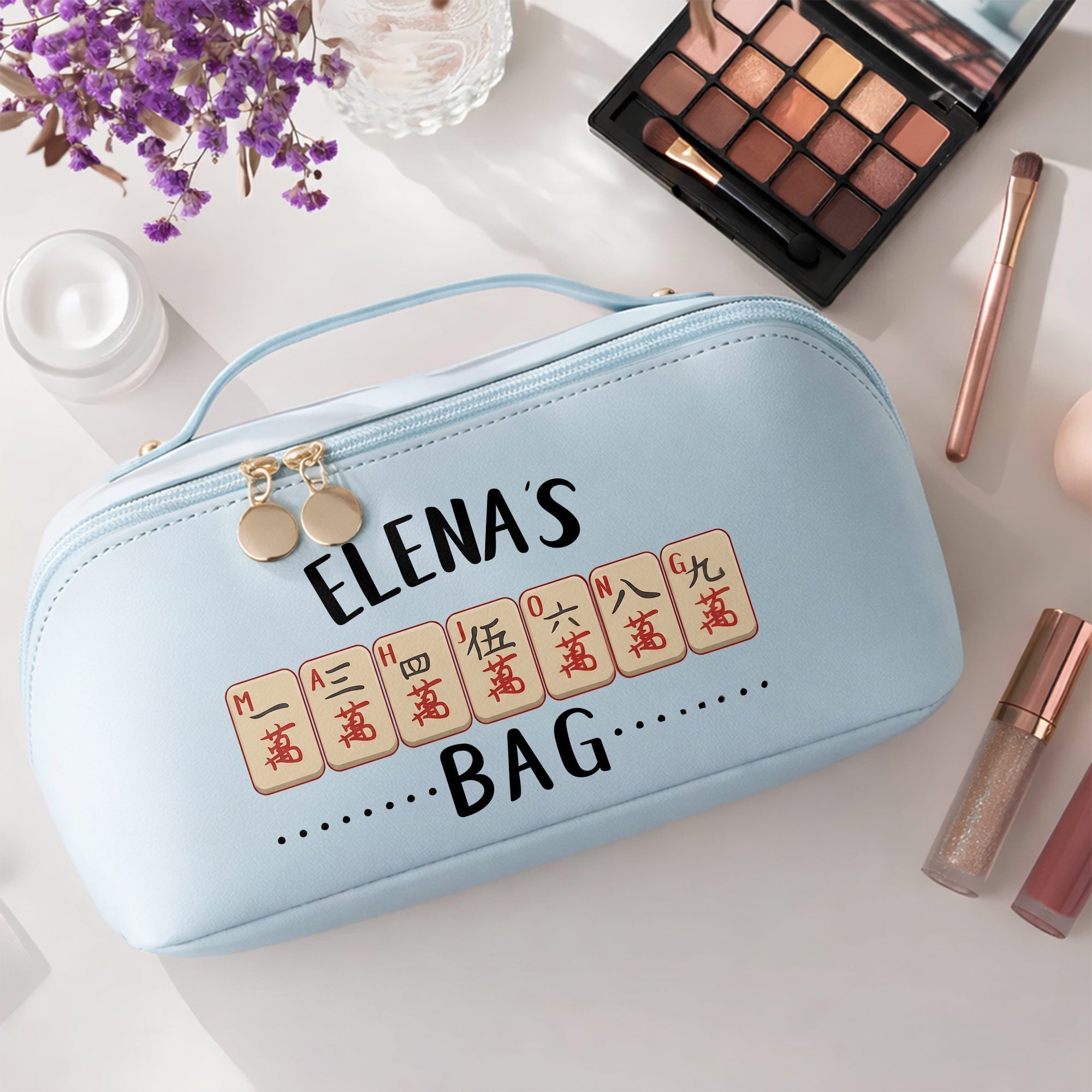 Personalized Faux Leather Makeup Bag Custom Name Gift for Besties