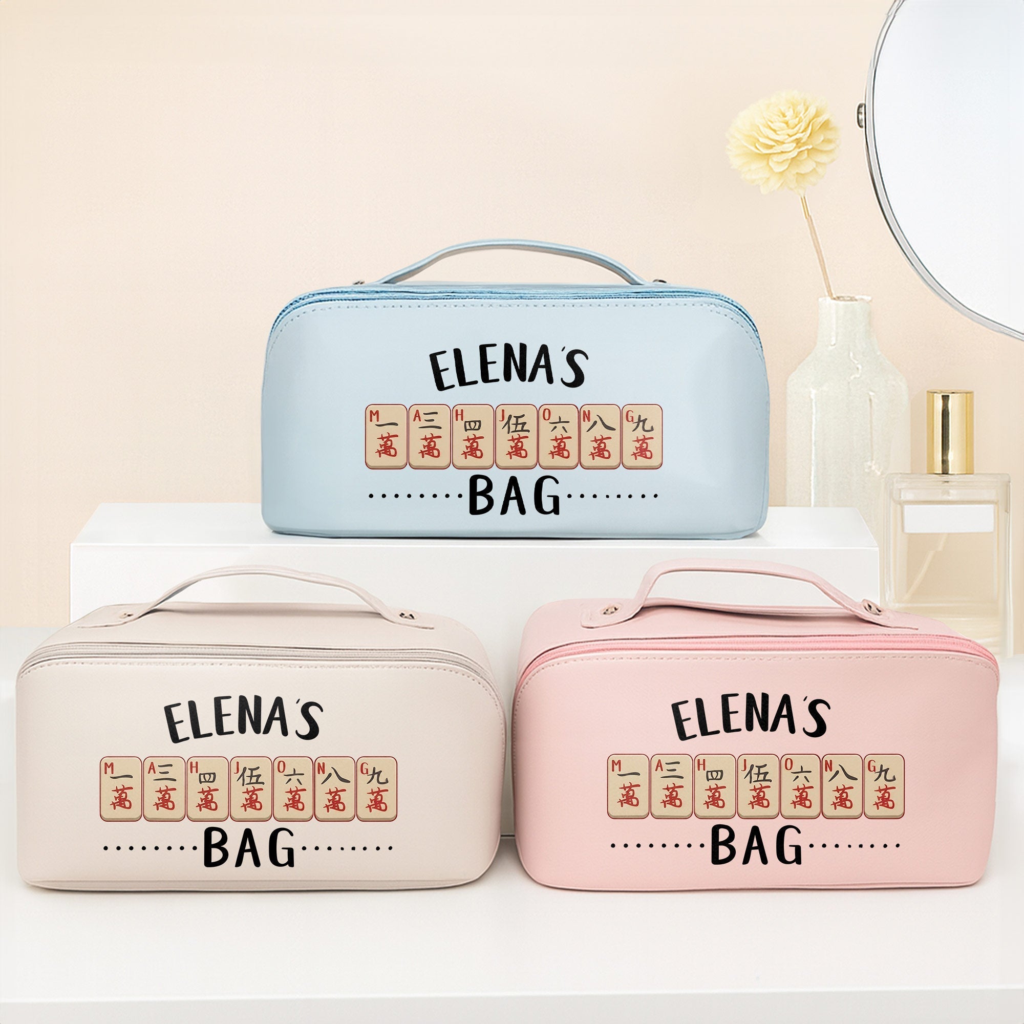 Personalized Faux Leather Makeup Bag Custom Name Gift for Besties
