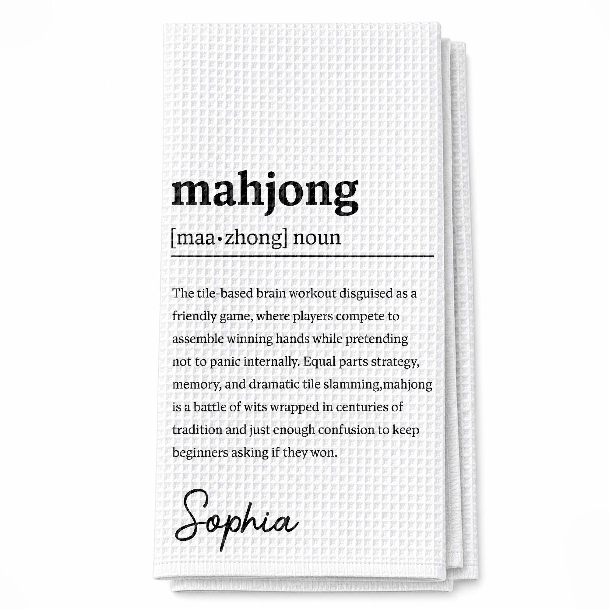 Personalized Mahjong Definition Kitchen Towel Gift for Hobbyists