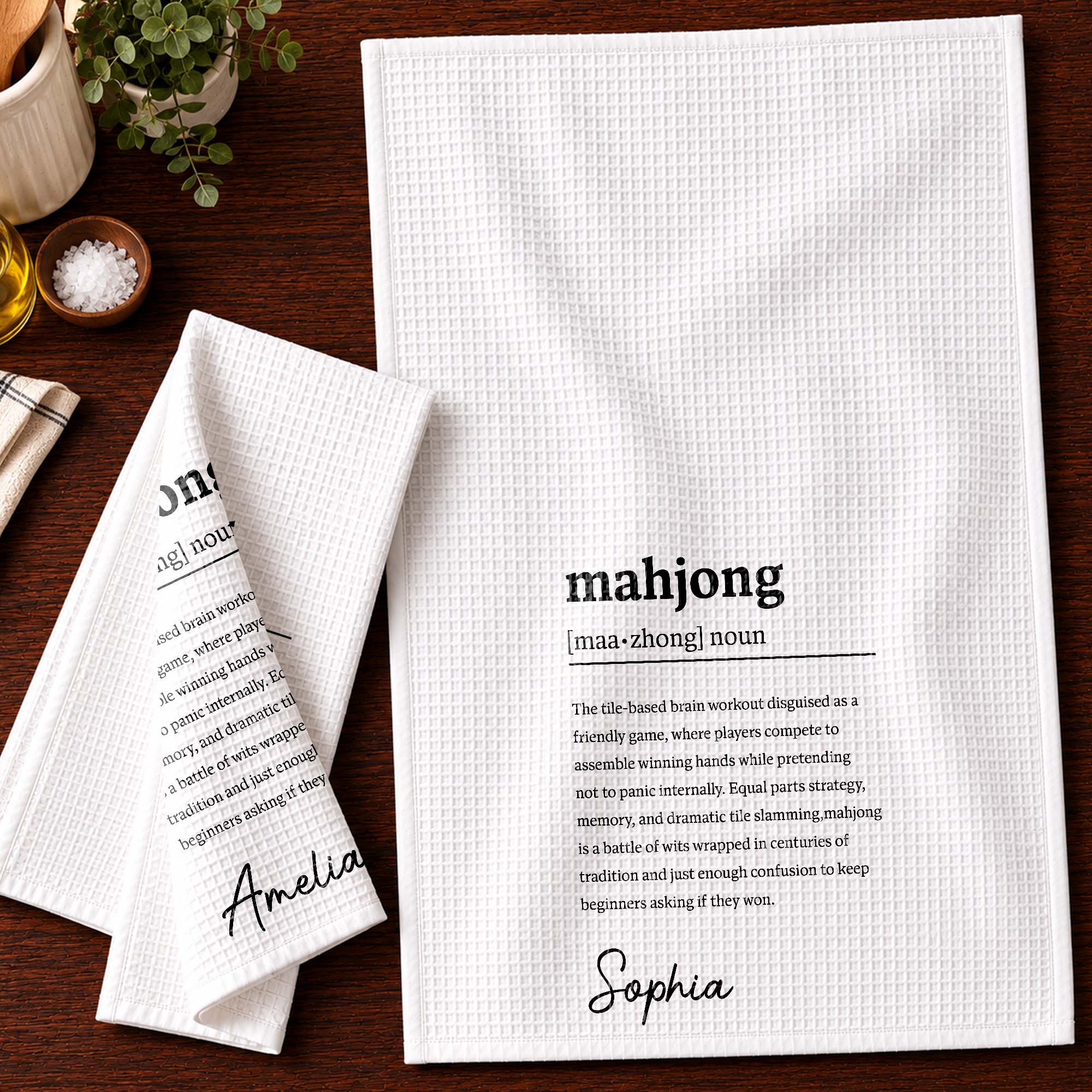 Personalized Mahjong Definition Kitchen Towel Gift for Hobbyists