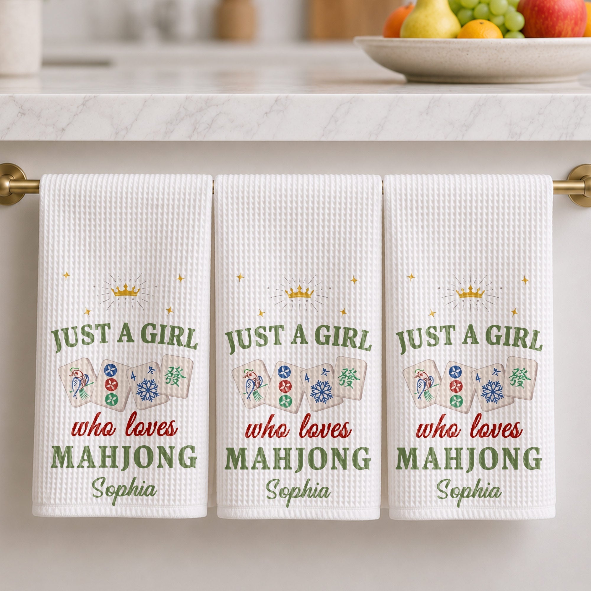 Personalized Mahjong Kitchen Towel Custom Gift for Her