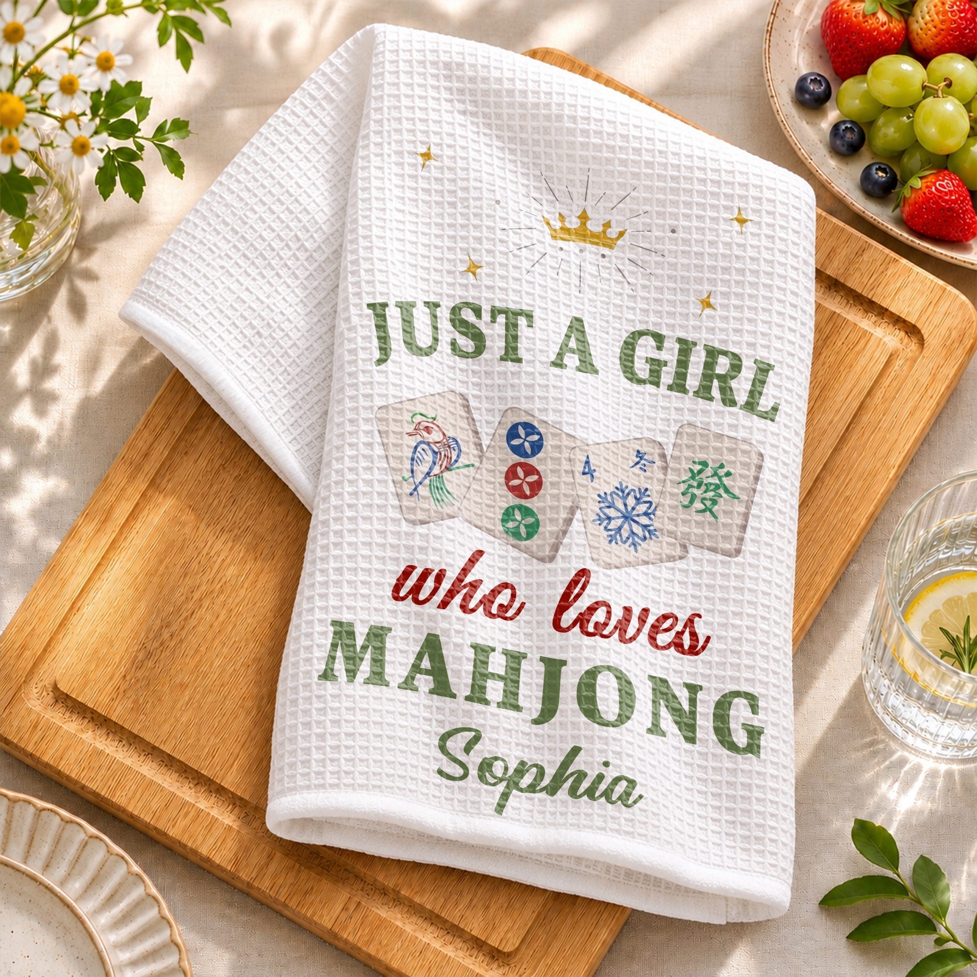 Personalized Mahjong Kitchen Towel Custom Gift for Her