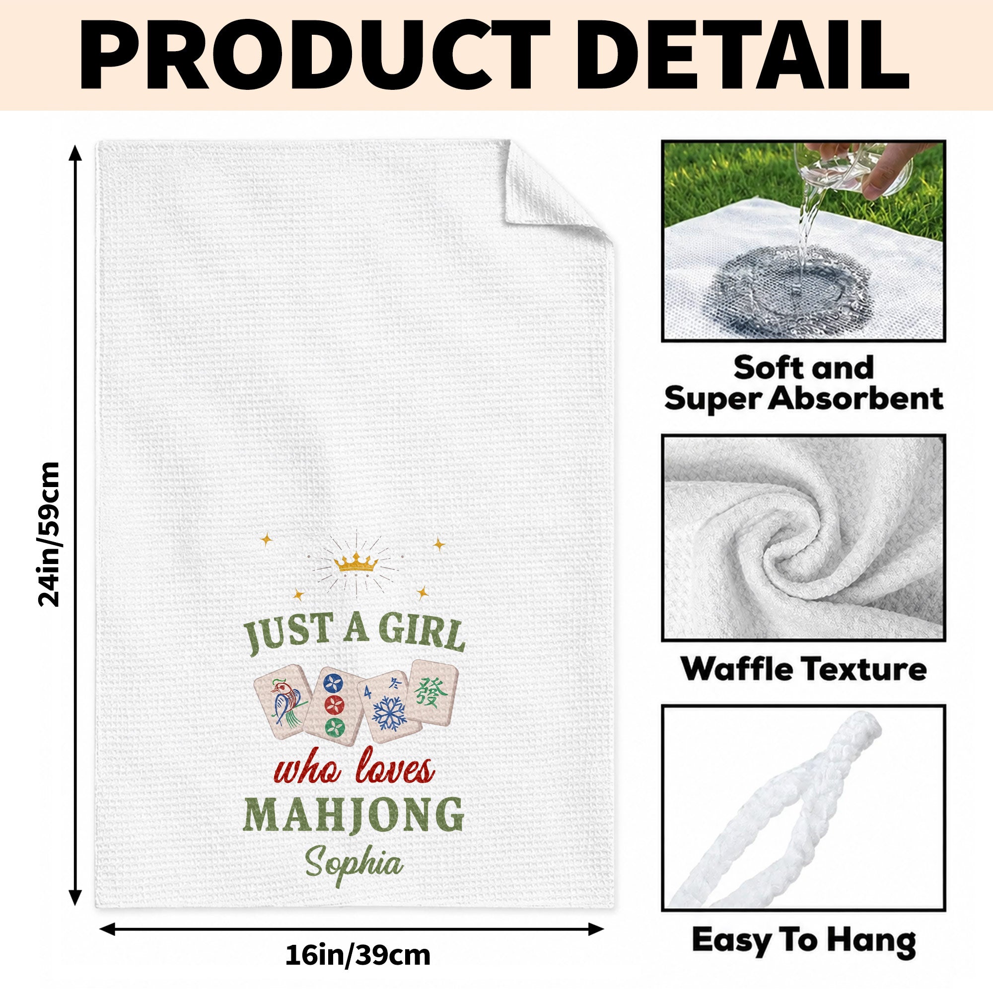 Personalized Mahjong Kitchen Towel Custom Gift for Her