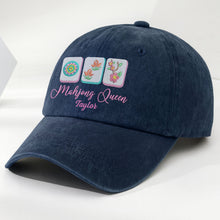 Load image into Gallery viewer, Personalized Floral Mahjong Queen Washed Denim Cap for Her
