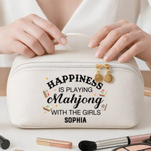 Load image into Gallery viewer, Personalized Faux Leather Makeup Bag Mahjong Gift for Her

