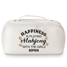 Load image into Gallery viewer, Personalized Faux Leather Makeup Bag Mahjong Gift for Her
