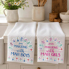Load image into Gallery viewer, Personalized Mahjong Kitchen Towel Custom Name Gift for Him
