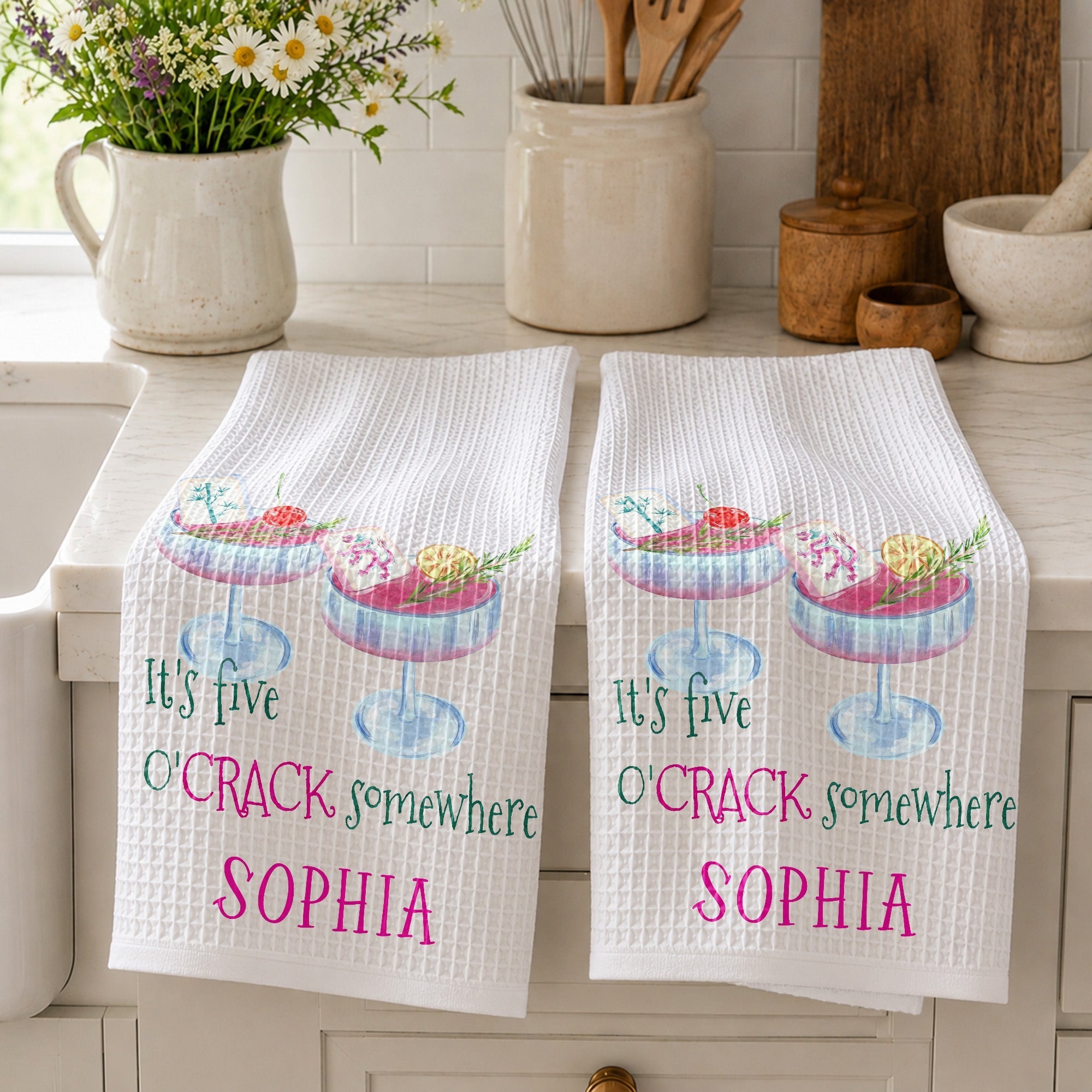 Personalized Kitchen Towel Custom Name Gift for Besties