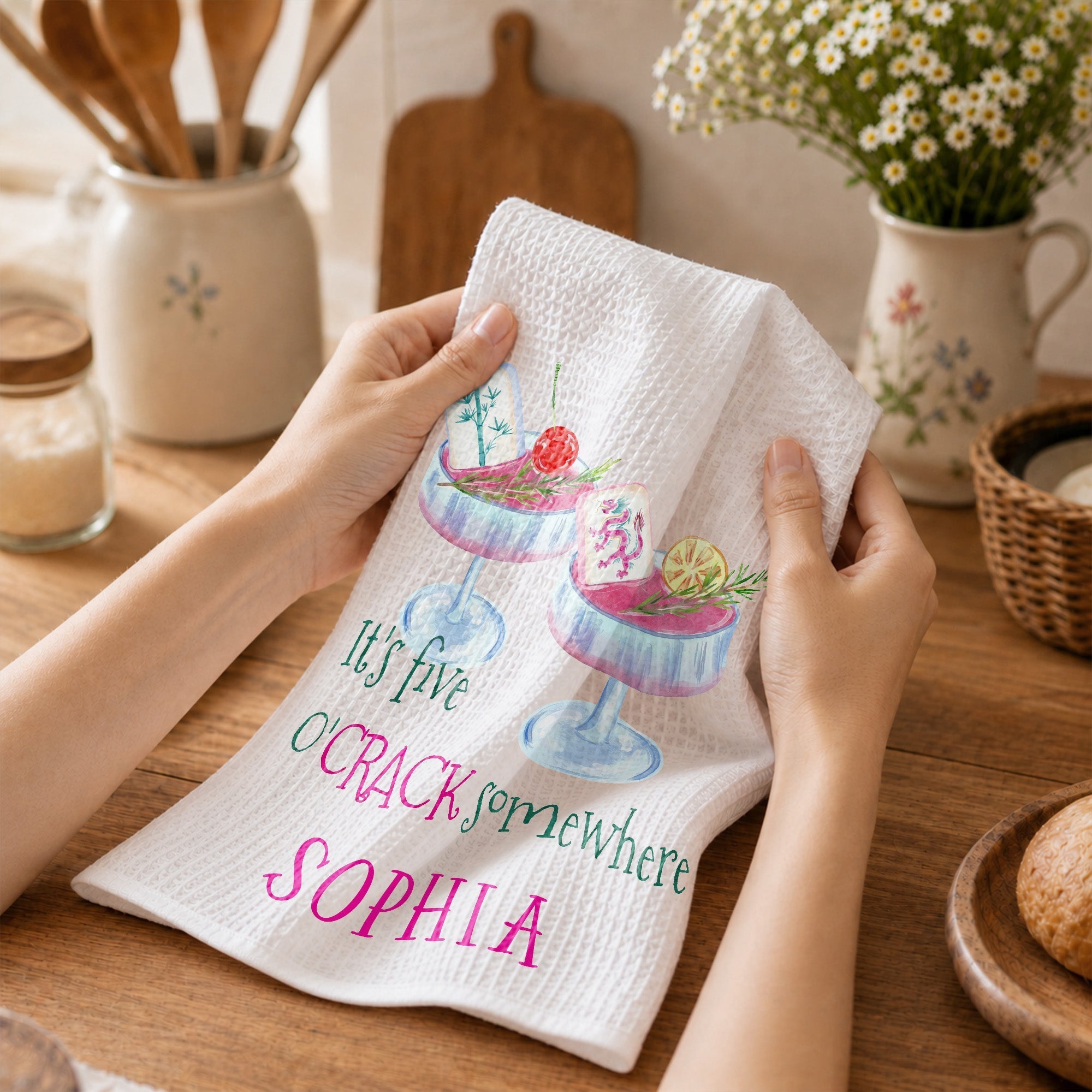 Personalized Kitchen Towel Custom Name Gift for Besties