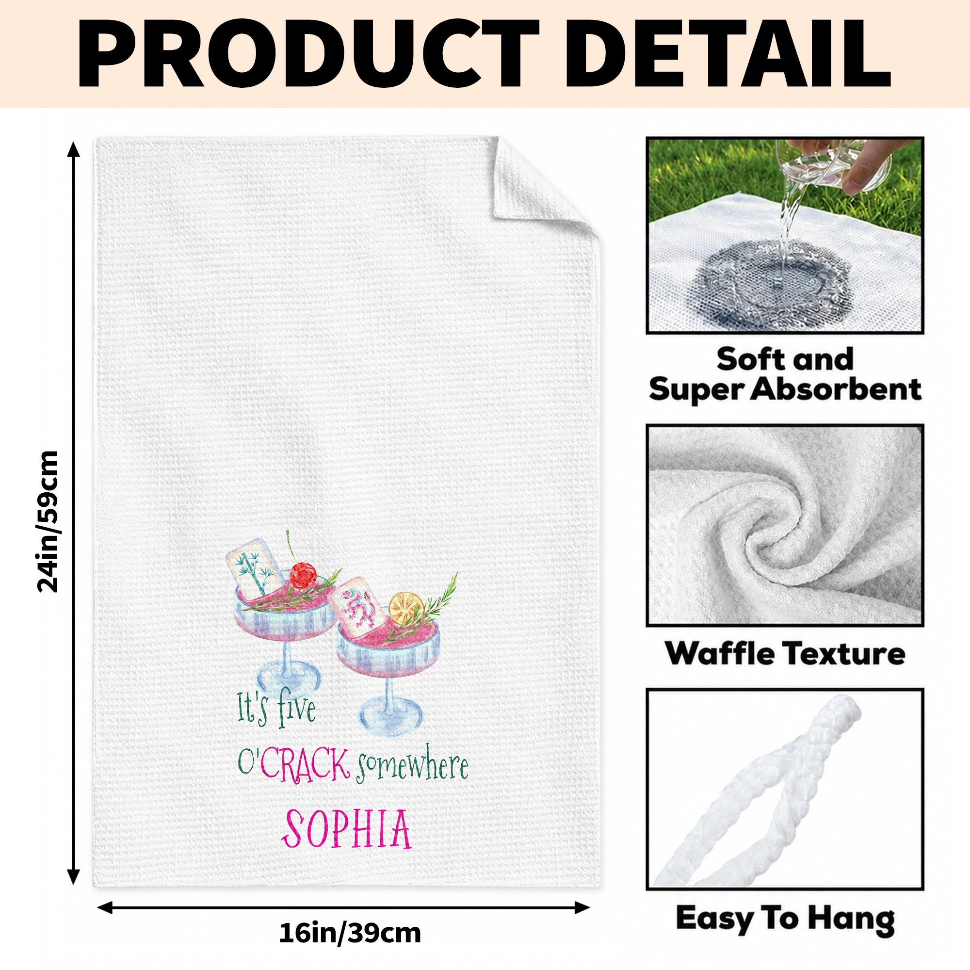 Personalized Kitchen Towel Custom Name Gift for Besties