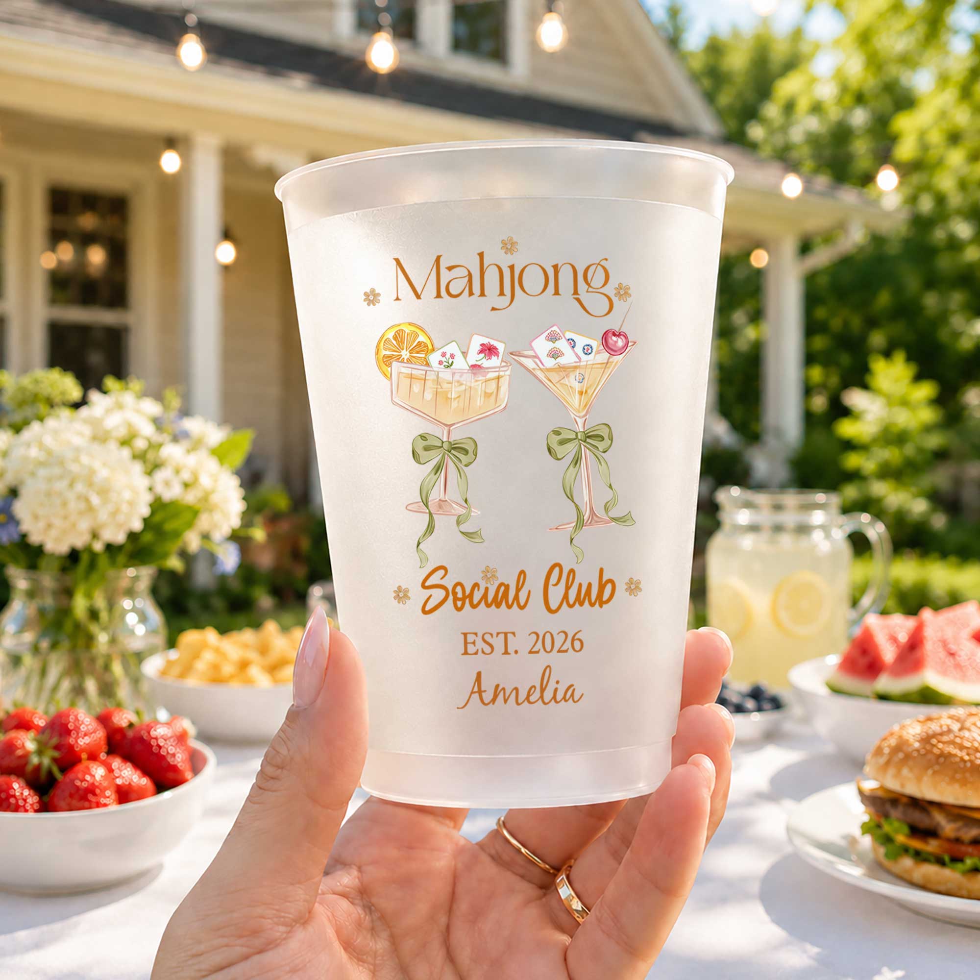 Personalized Frosted Cups for Mahjong Lovers & Game Night