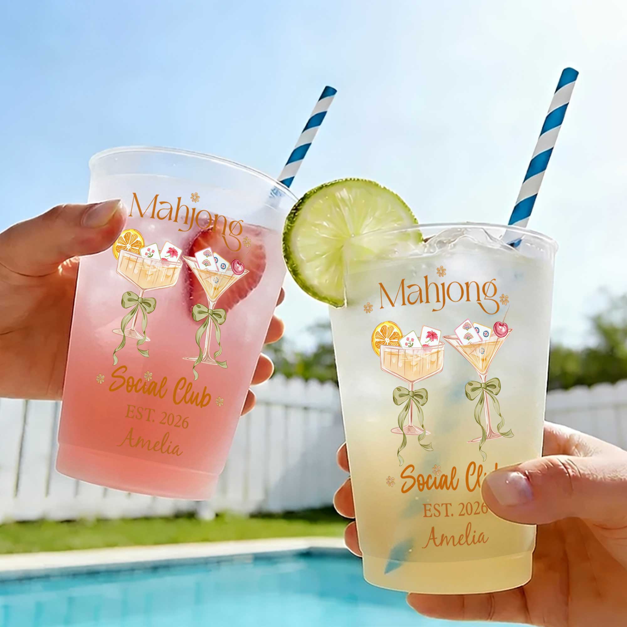 Personalized Frosted Cups for Mahjong Lovers & Game Night