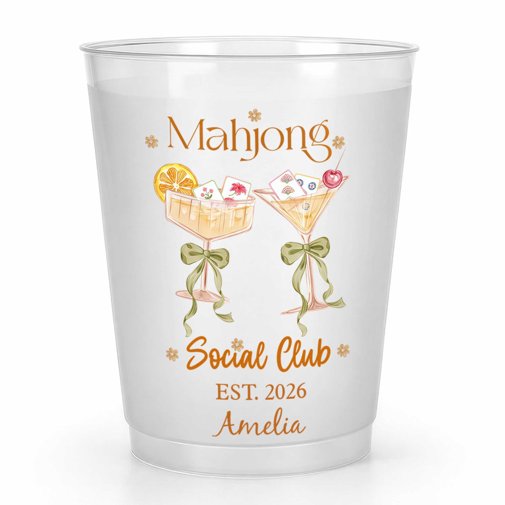 Personalized Frosted Cups for Mahjong Lovers & Game Night