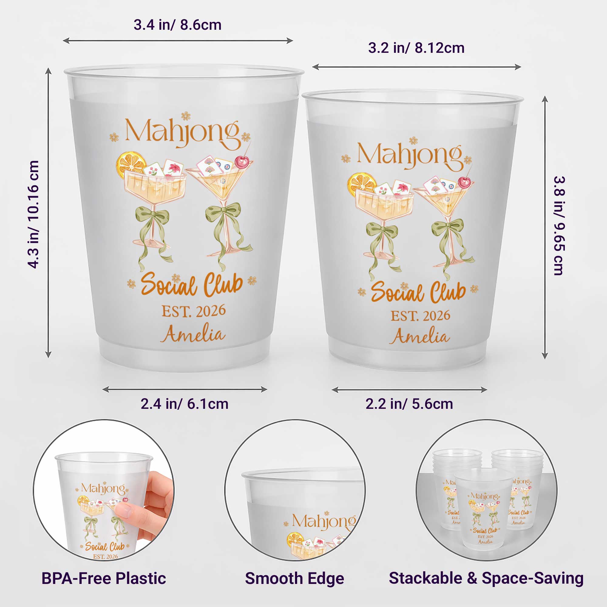 Personalized Frosted Cups for Mahjong Lovers & Game Night