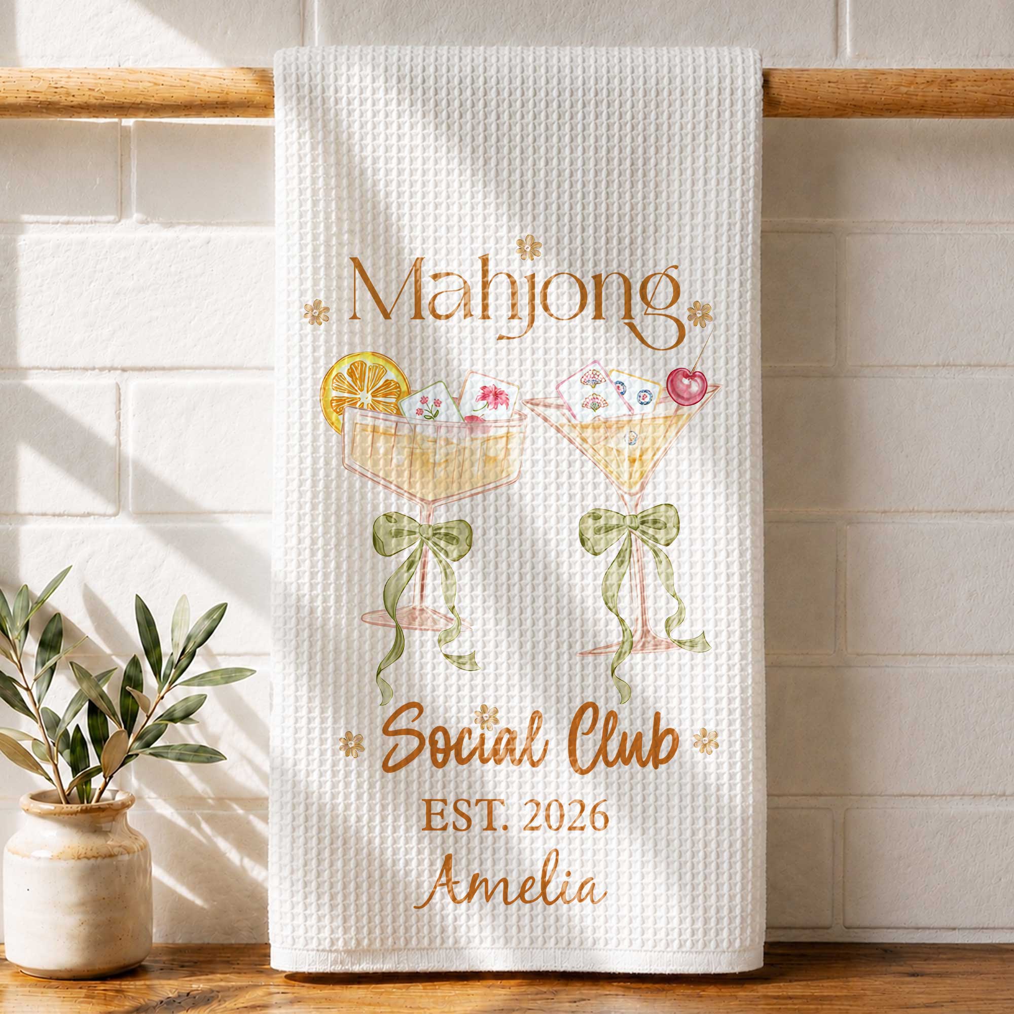 Personalized Kitchen Towel Mahjong Social Club Gift for Hobbyists