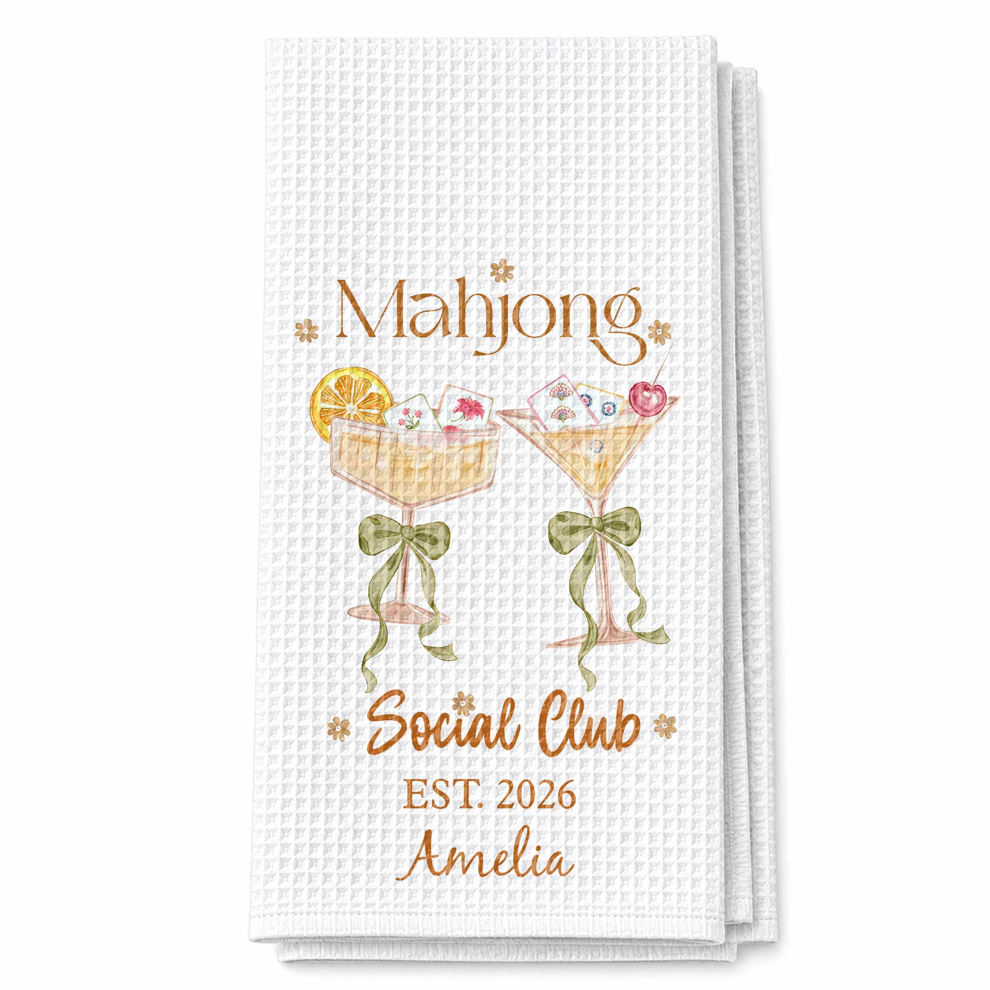Personalized Kitchen Towel Mahjong Social Club Gift for Hobbyists