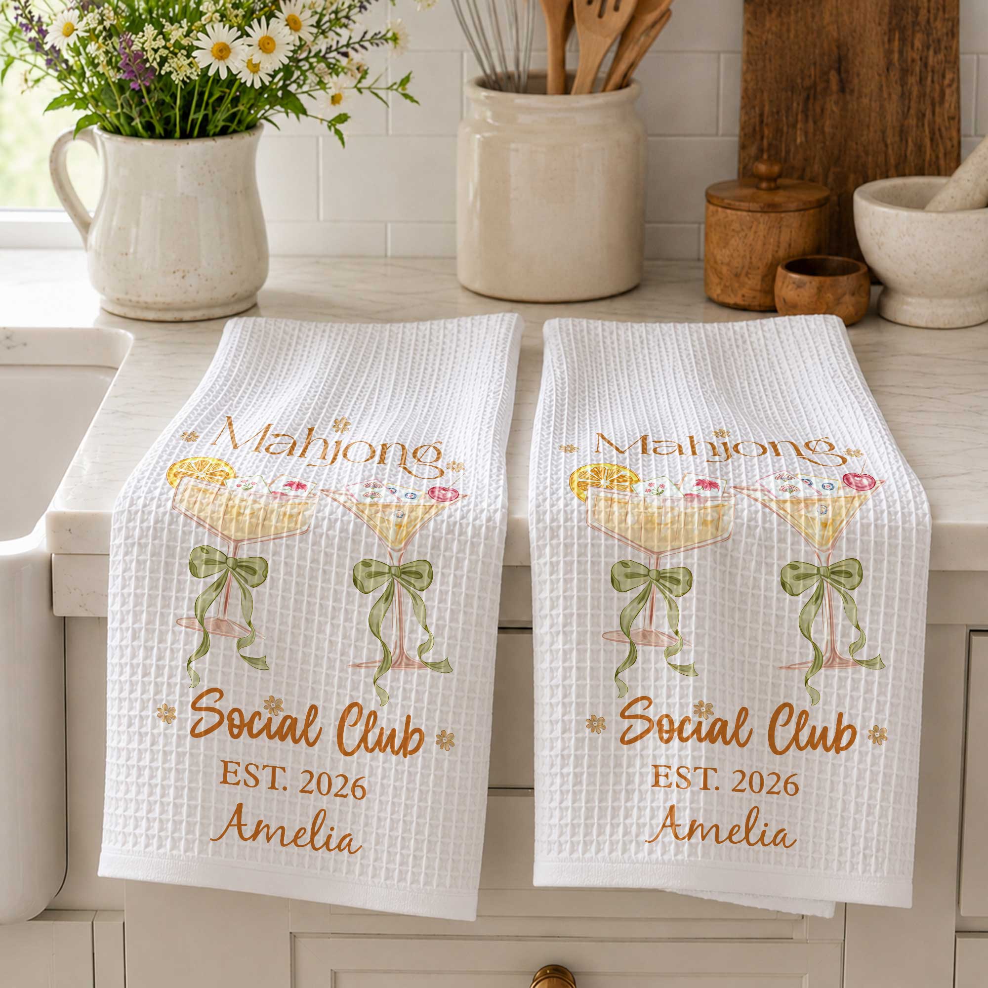 Personalized Kitchen Towel Mahjong Social Club Gift for Hobbyists