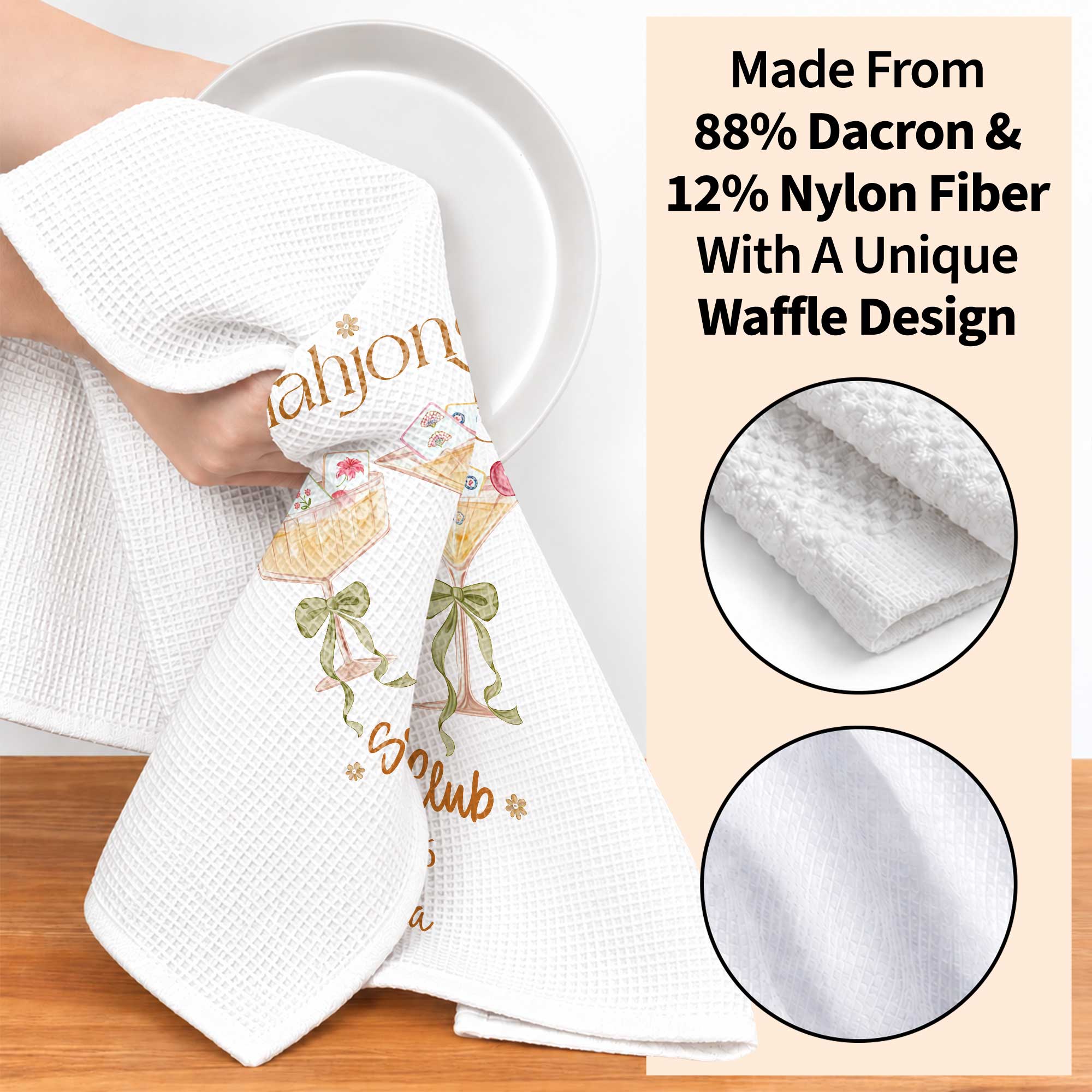 Personalized Kitchen Towel Mahjong Social Club Gift for Hobbyists