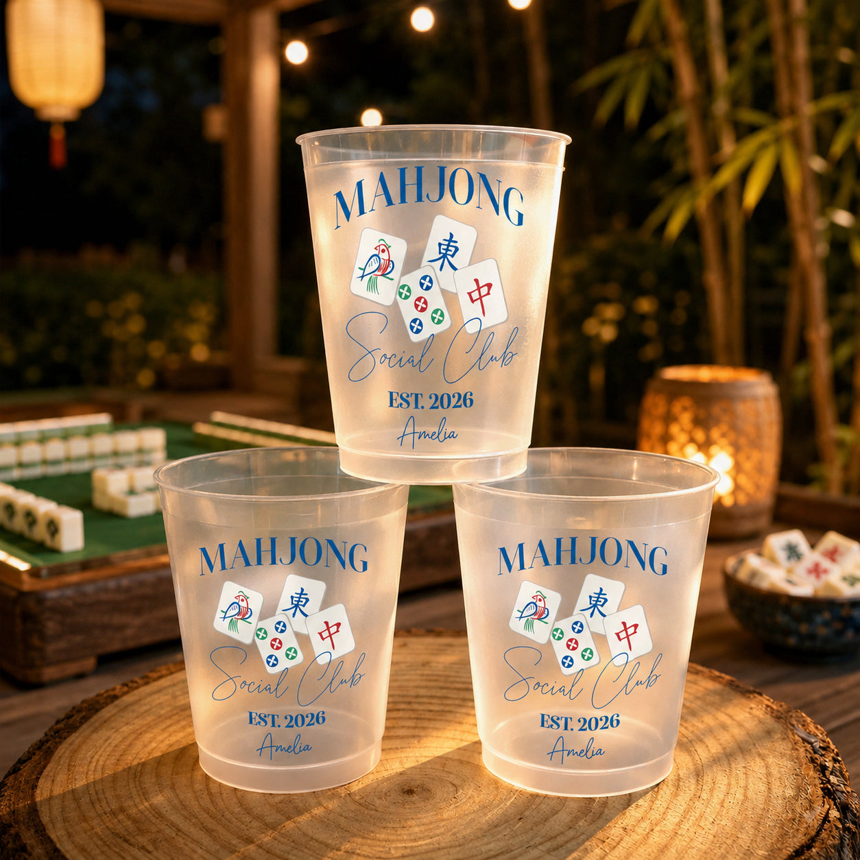 Personalized Frosted Cups Custom Design Mahjong Gift for Friends