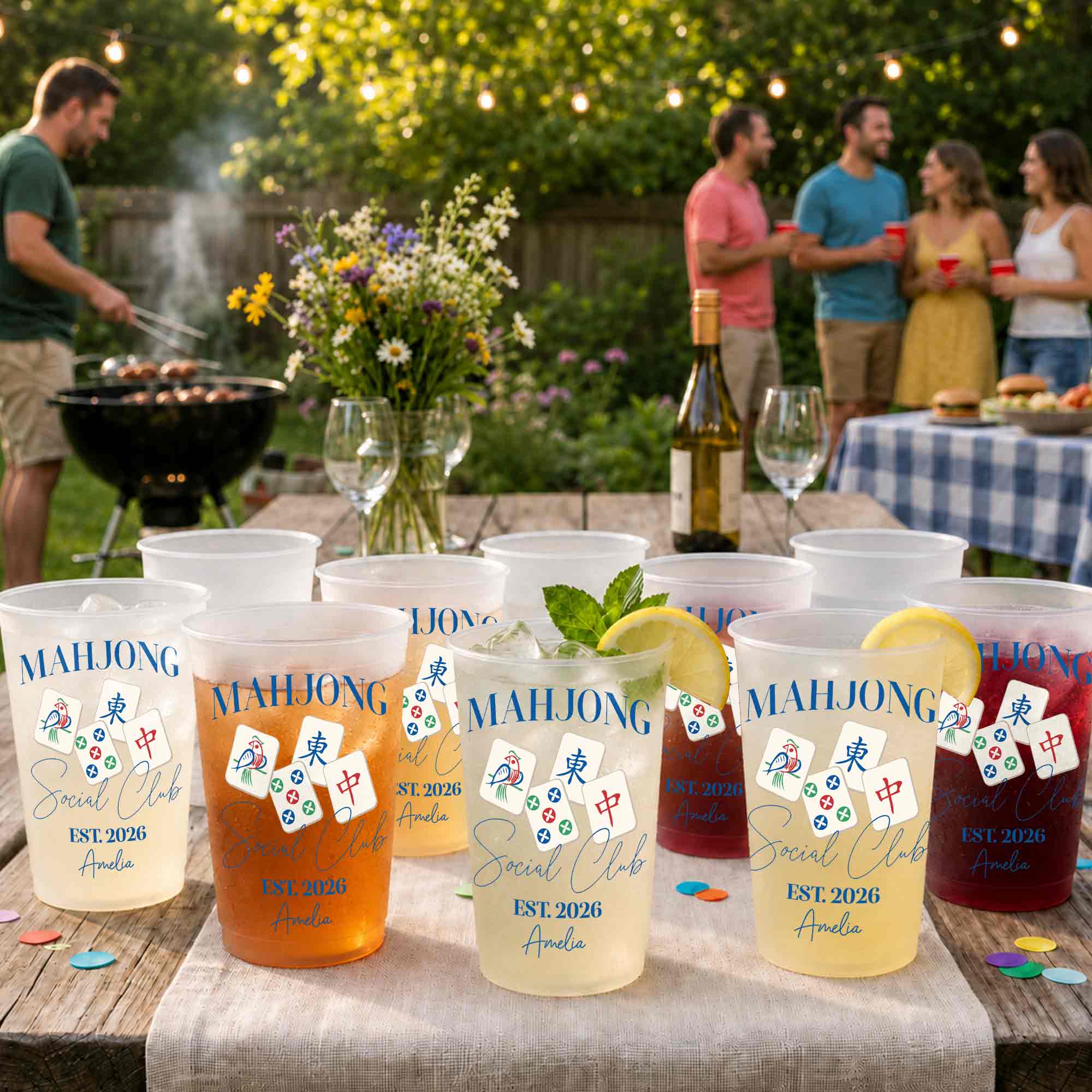 Personalized Frosted Cups Custom Design Mahjong Gift for Friends