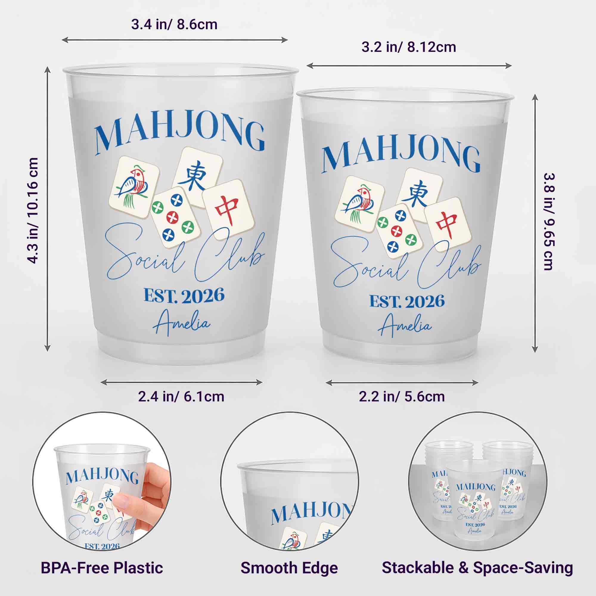 Personalized Frosted Cups Custom Design Mahjong Gift for Friends
