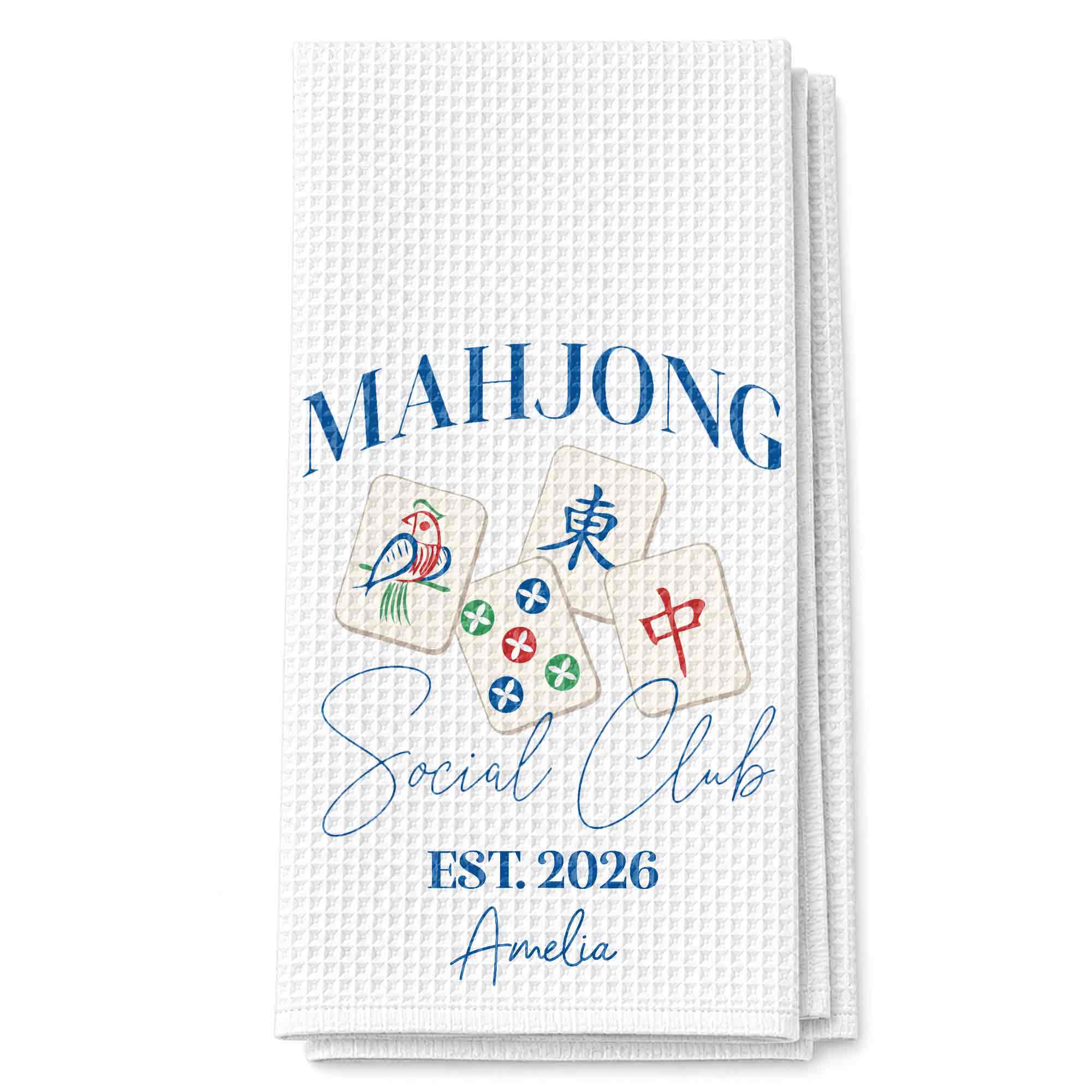 Personalized Mahjong Themed Kitchen Towel Custom Gift for Game Lovers