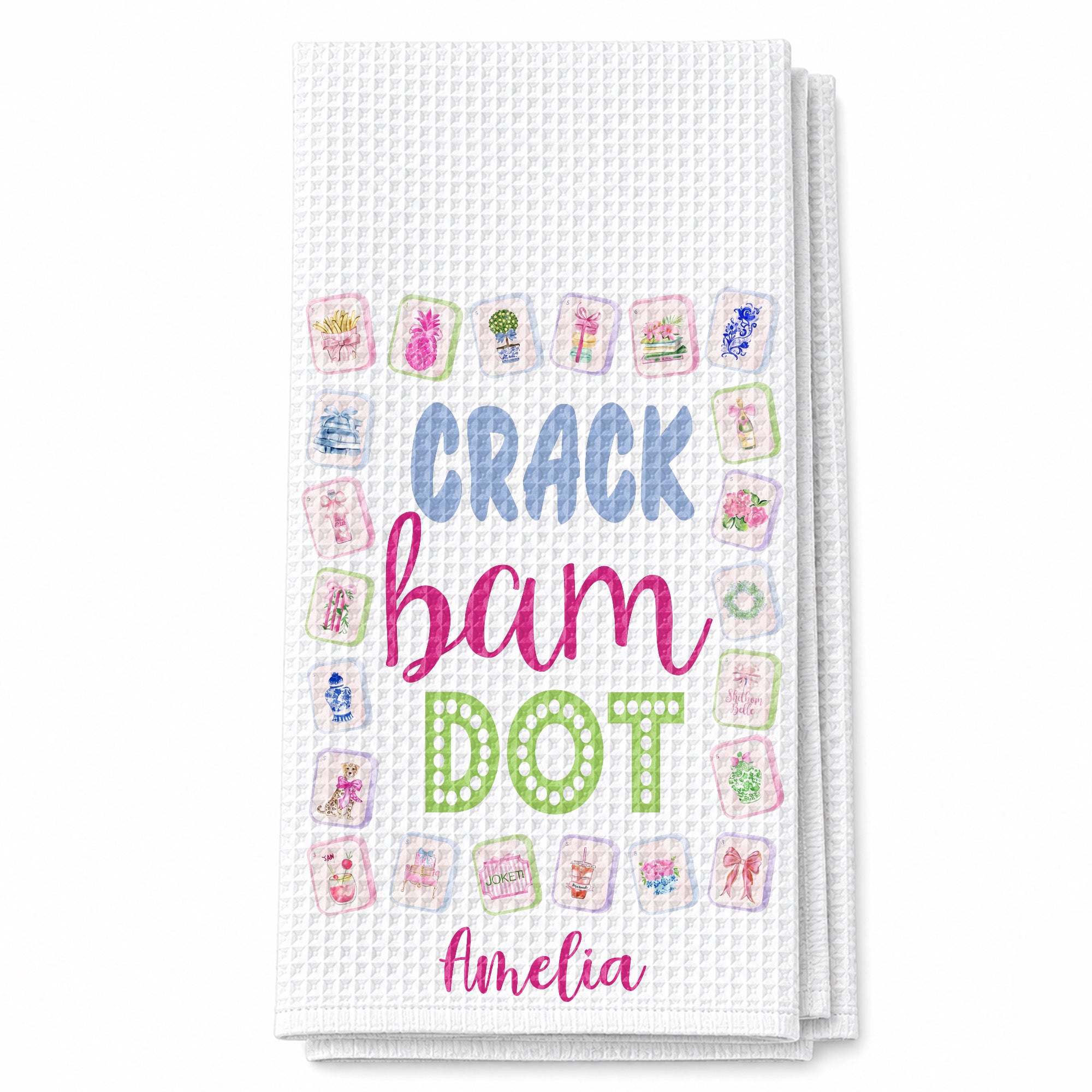 Personalized Floral Kitchen Towel Custom Name Gift for Mom