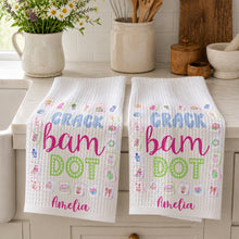 Load image into Gallery viewer, Personalized Floral Kitchen Towel Custom Name Gift for Mom
