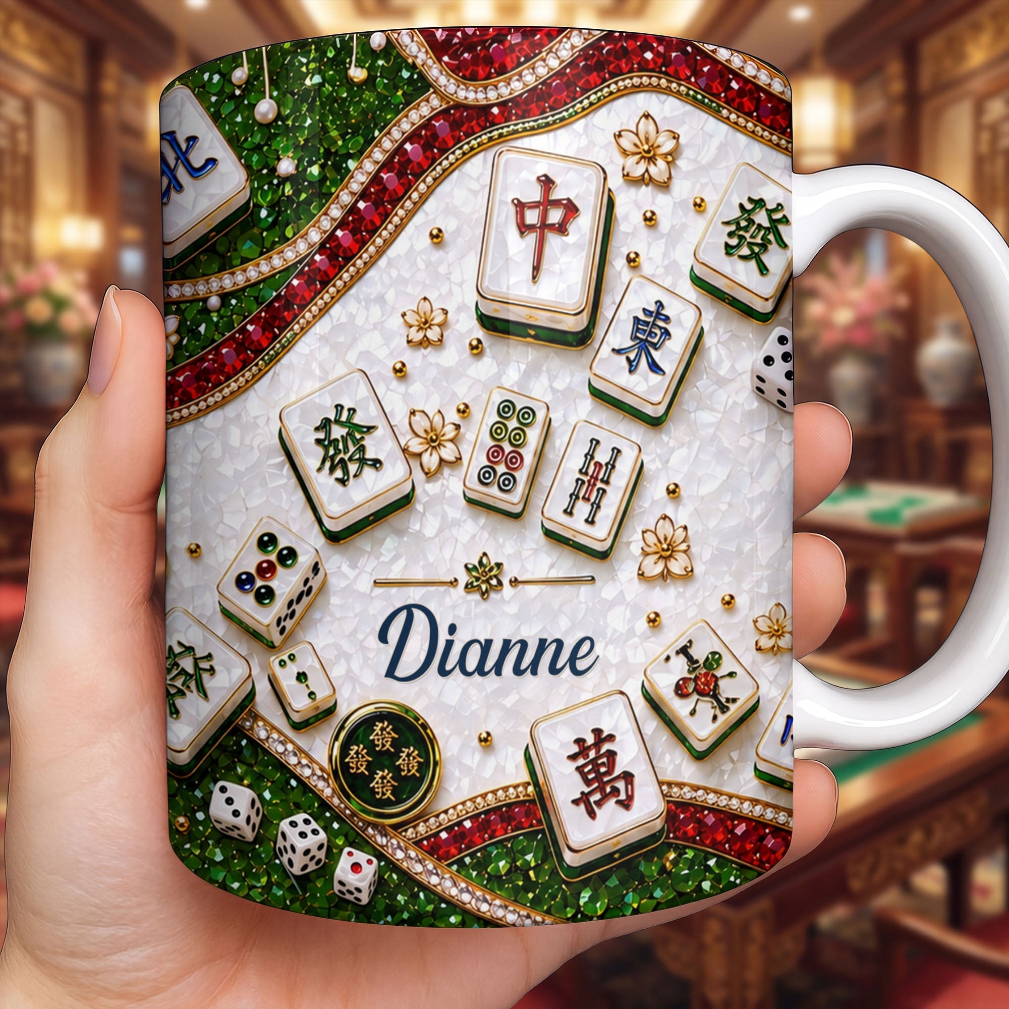 Personalized Mahjong Tiles Coffee Mug Custom Gift for Gamers