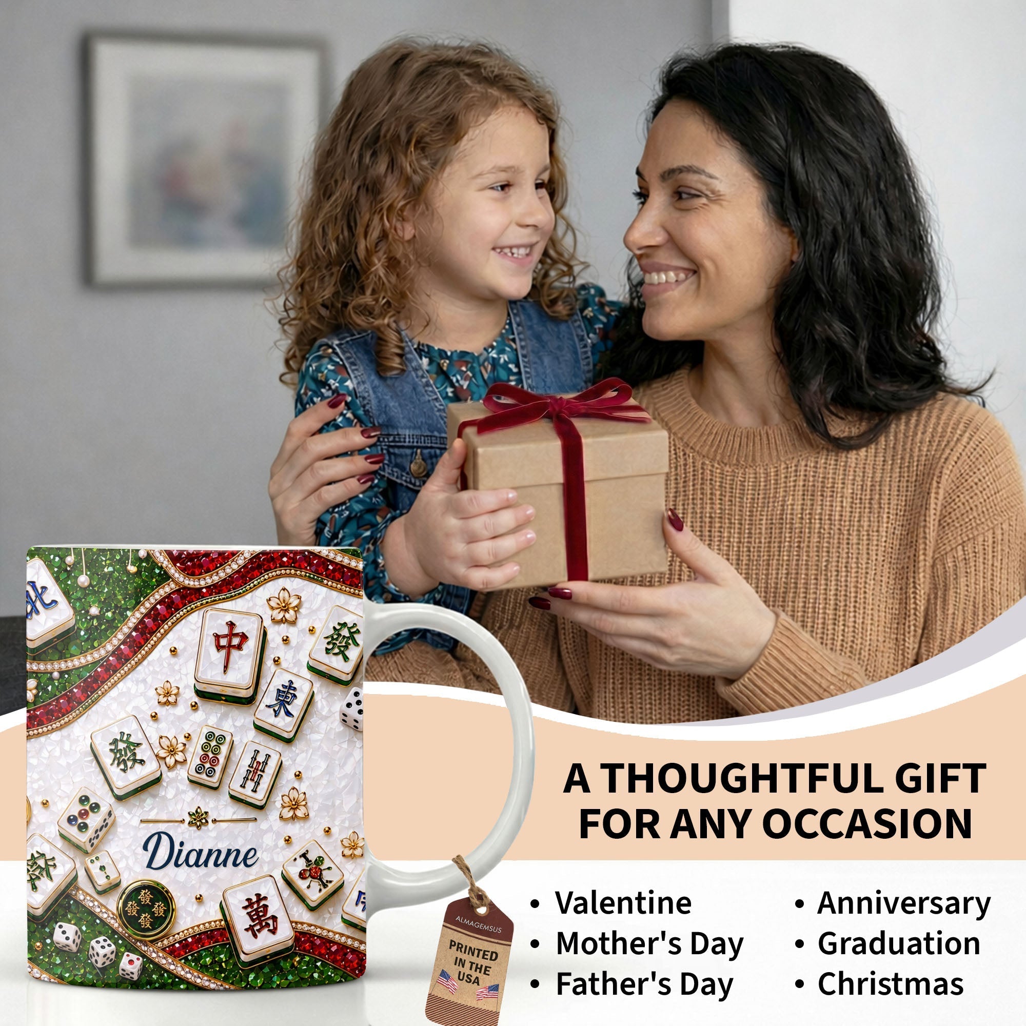 Personalized Mahjong Tiles Coffee Mug Custom Gift for Gamers