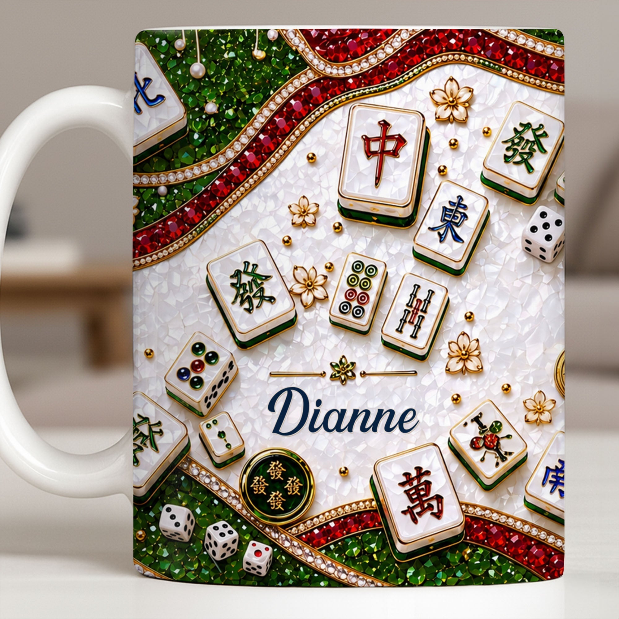 Personalized Mahjong Tiles Coffee Mug Custom Gift for Gamers