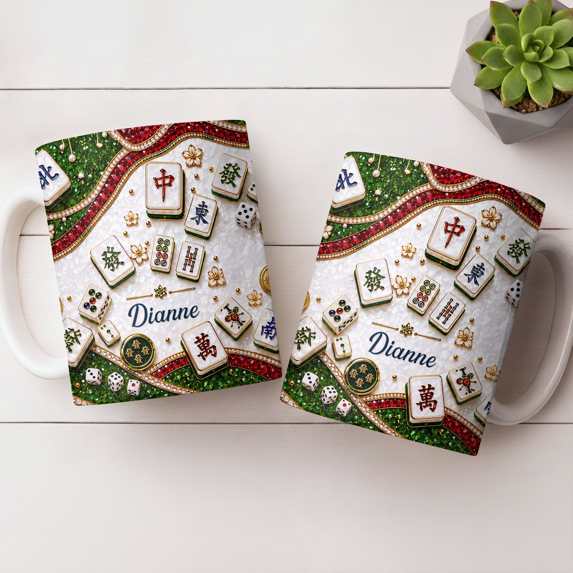 Personalized Mahjong Tiles Coffee Mug Custom Gift for Gamers