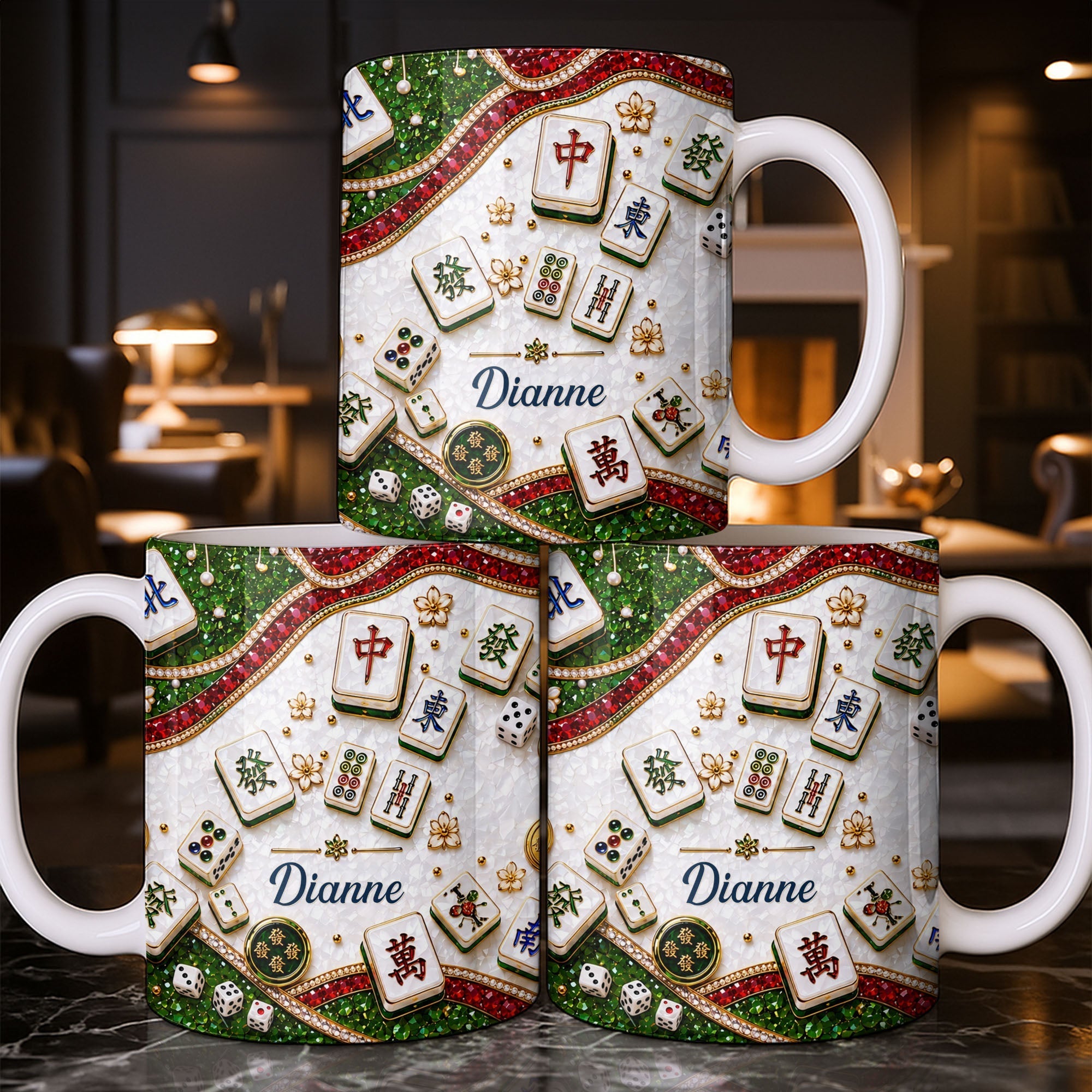 Personalized Mahjong Tiles Coffee Mug Custom Gift for Gamers
