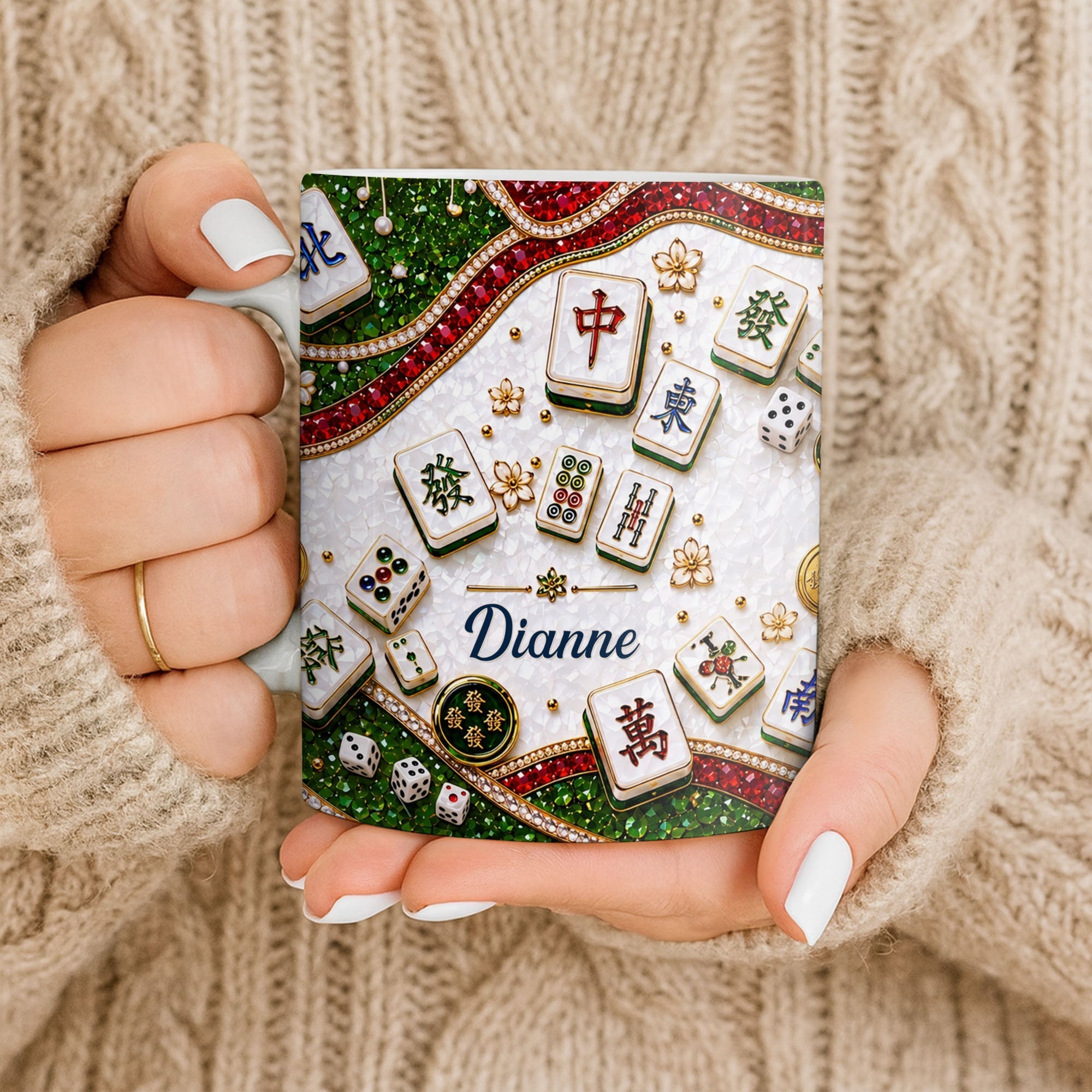 Personalized Mahjong Tiles Coffee Mug Custom Gift for Gamers