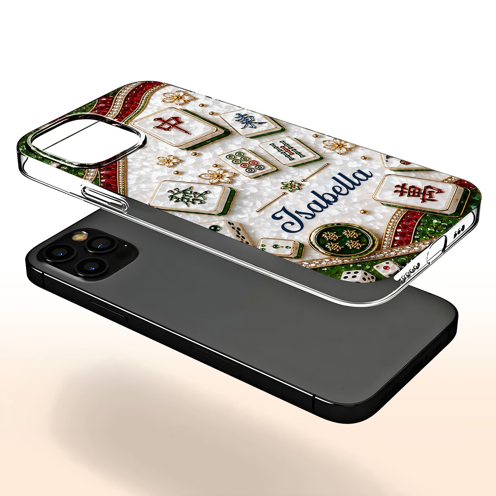 Personalized Clear Phone Case for Mahjong Lovers | Custom Name Gift