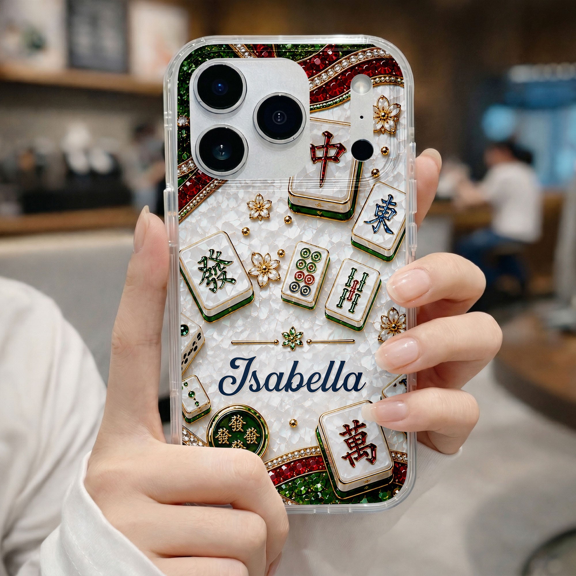 Personalized Clear Phone Case for Mahjong Lovers | Custom Name Gift