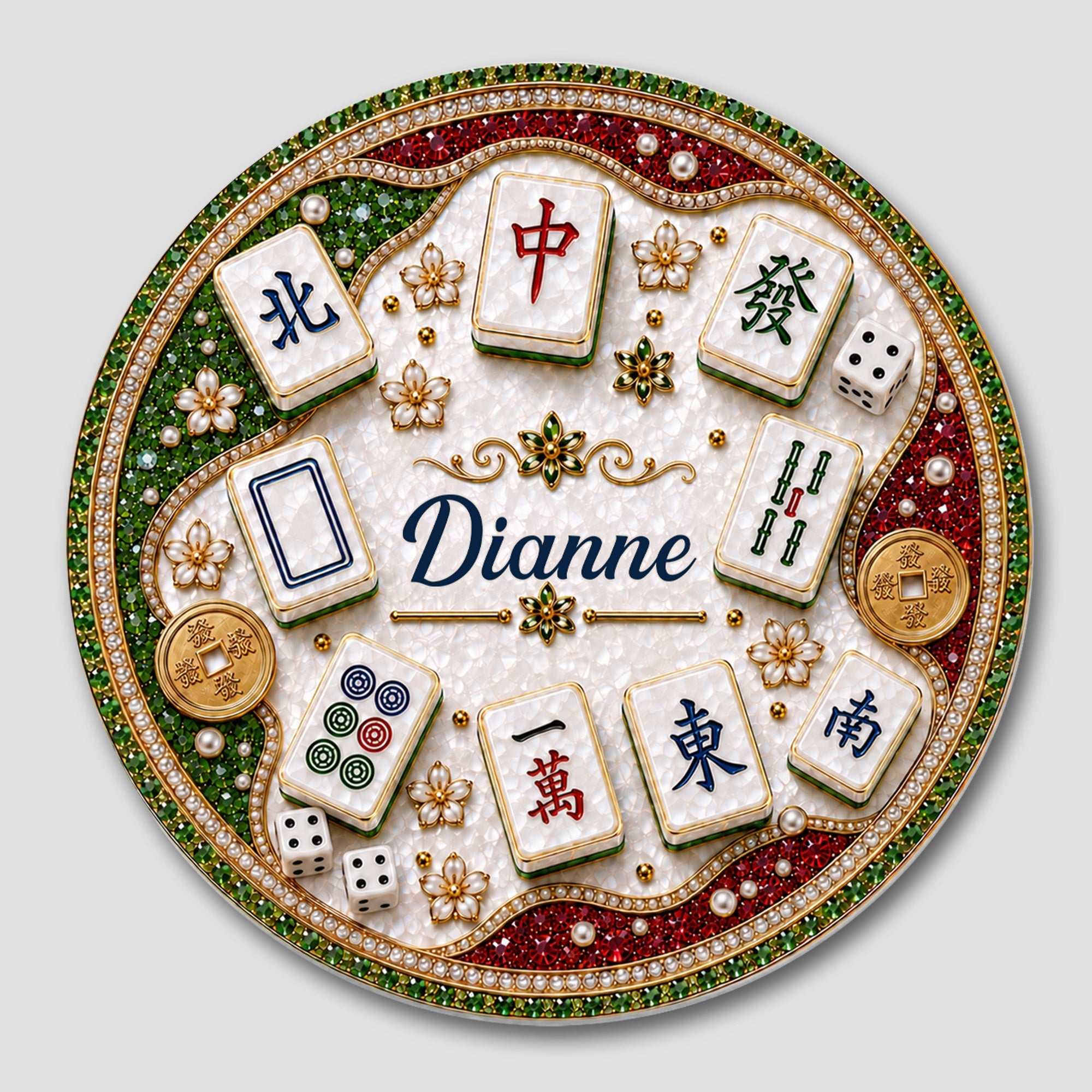 Personalized Mahjong Tiles Coaster Custom Name Gift for Mom