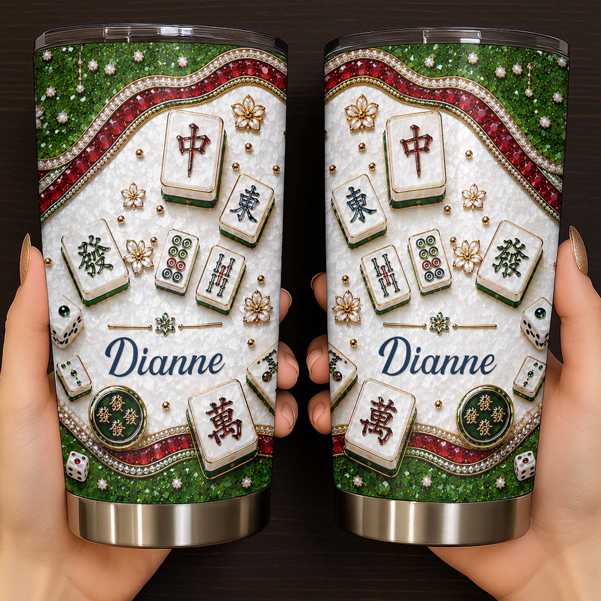 Personalized Mahjong Tile Design 20oz Stainless Steel Tumbler Gift