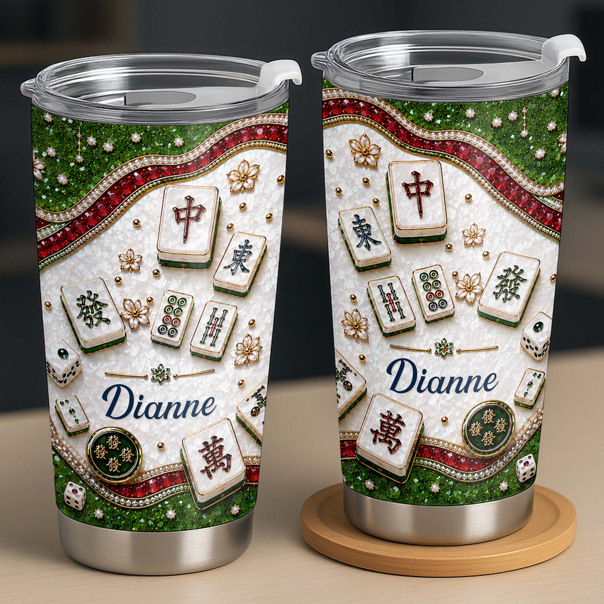 Personalized Mahjong Tile Design 20oz Stainless Steel Tumbler Gift