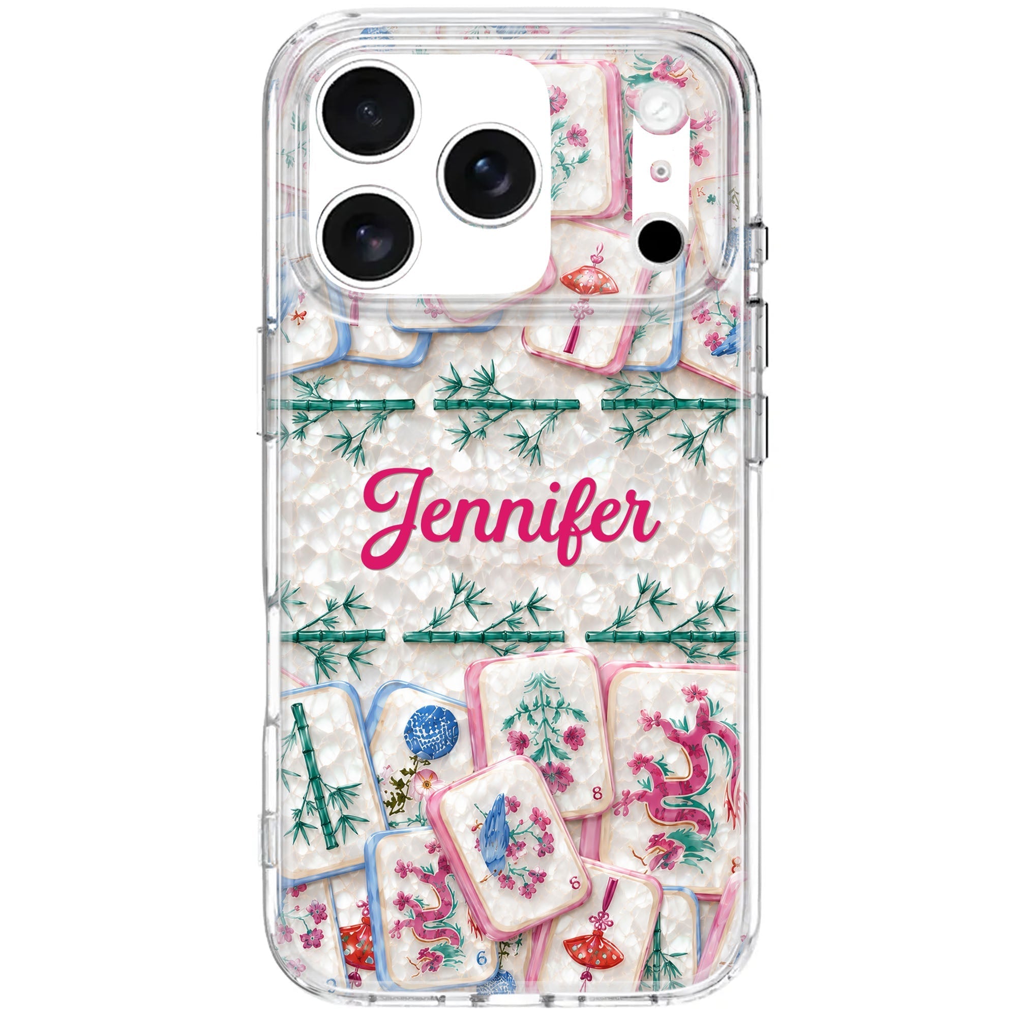 Personalized Clear Phone Case Custom Name Mahjong Gift for Besties